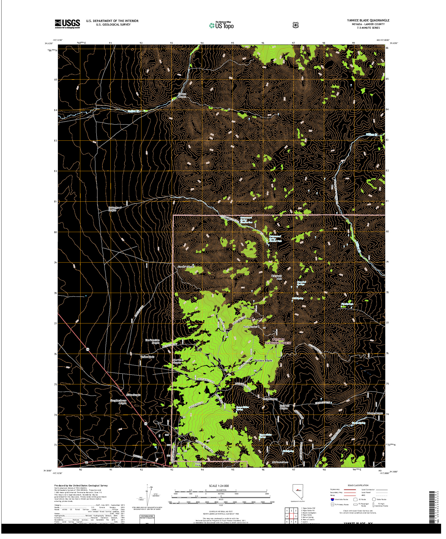 USGS US TOPO 7.5-MINUTE MAP FOR YANKEE BLADE, NV 2018