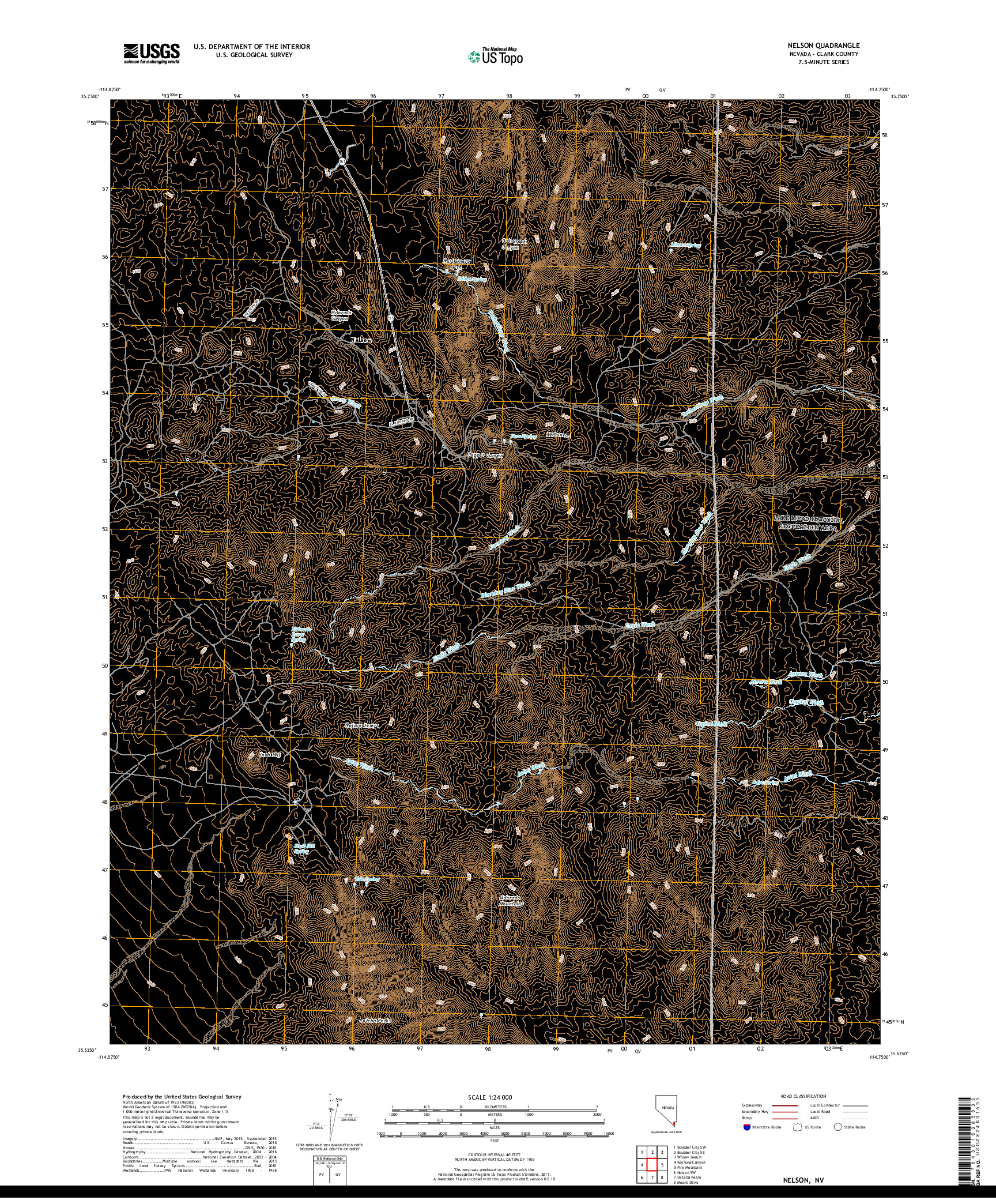 USGS US TOPO 7.5-MINUTE MAP FOR NELSON, NV 2018