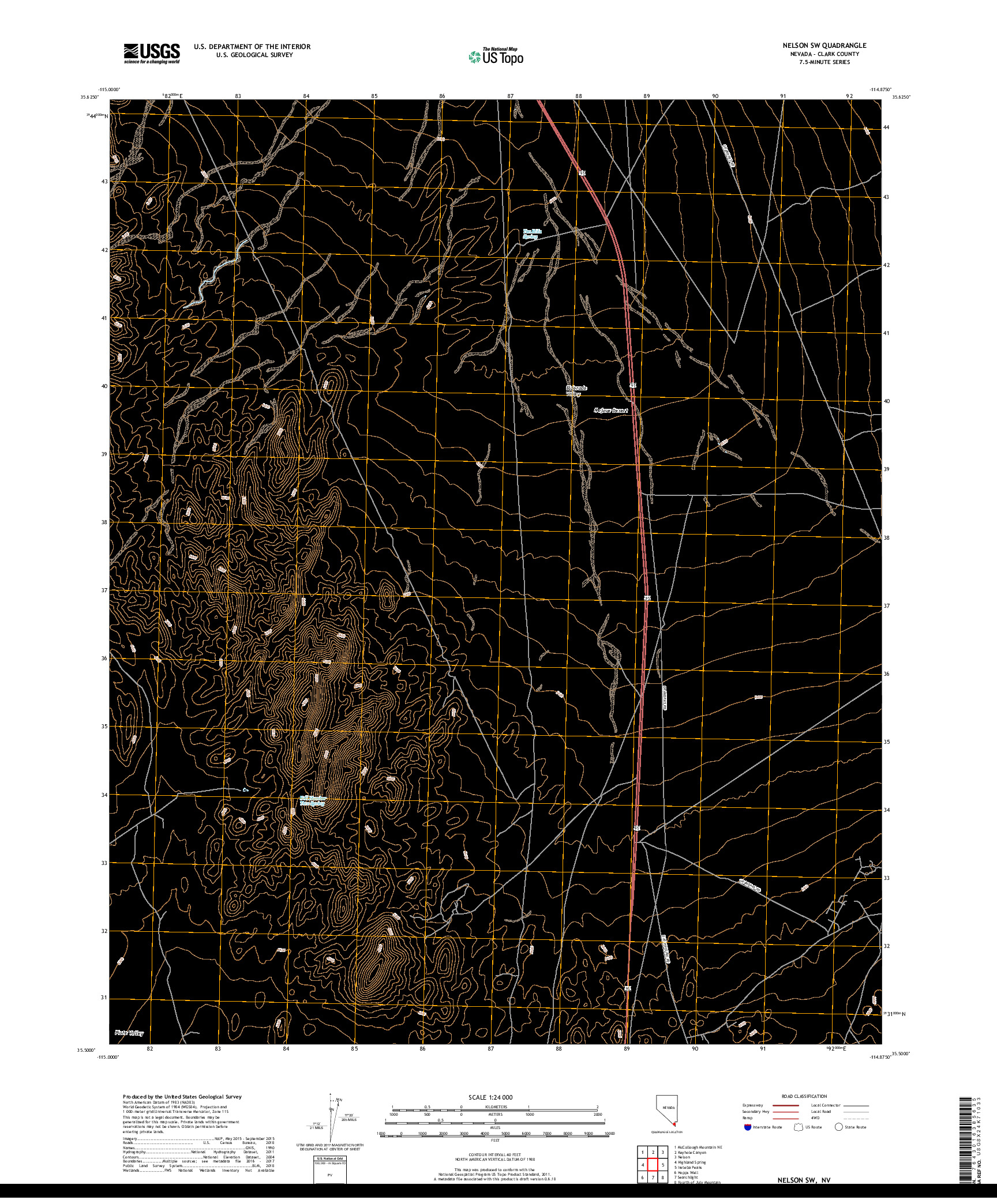 USGS US TOPO 7.5-MINUTE MAP FOR NELSON SW, NV 2018