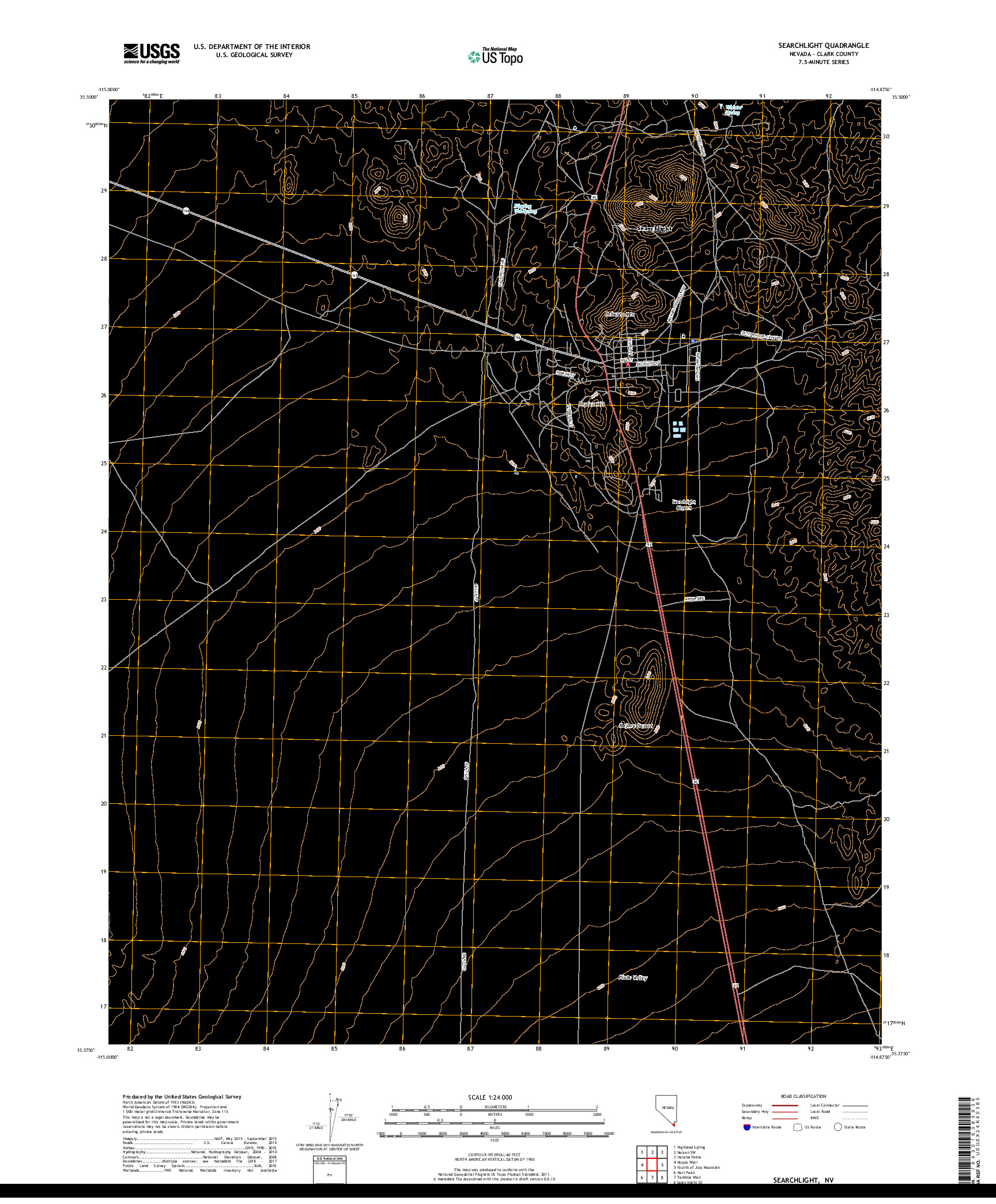 USGS US TOPO 7.5-MINUTE MAP FOR SEARCHLIGHT, NV 2018