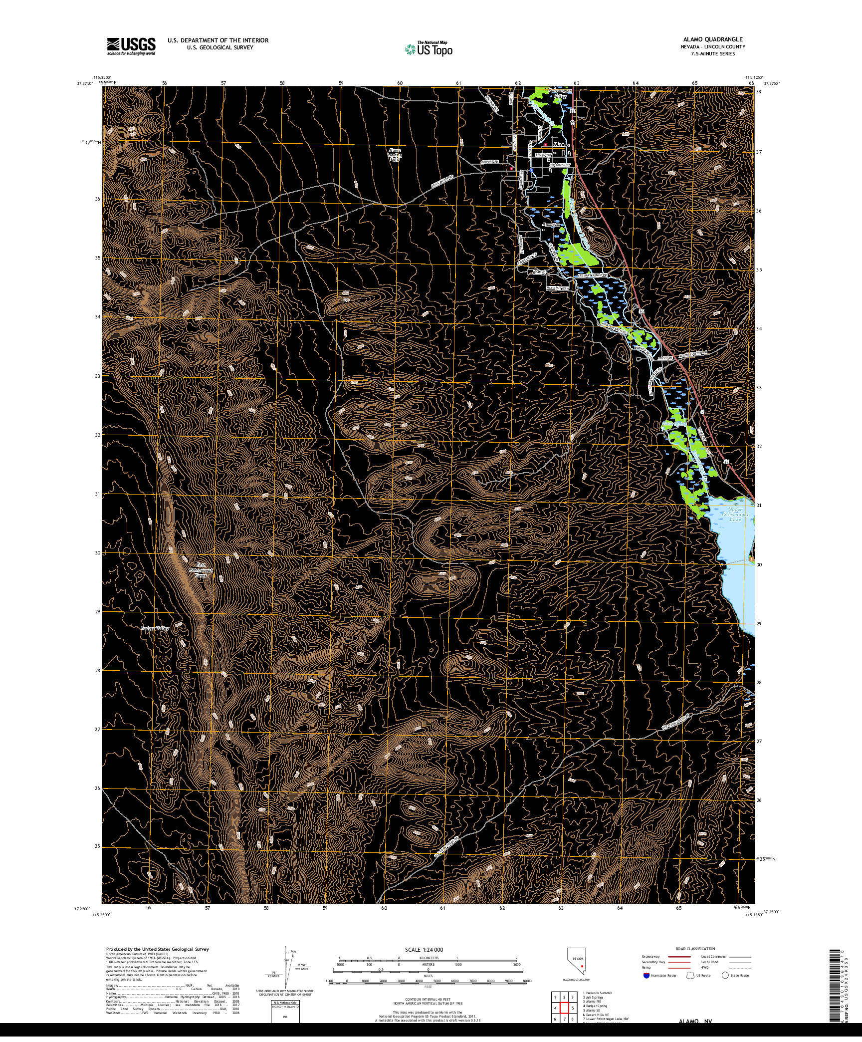 USGS US TOPO 7.5-MINUTE MAP FOR ALAMO, NV 2018