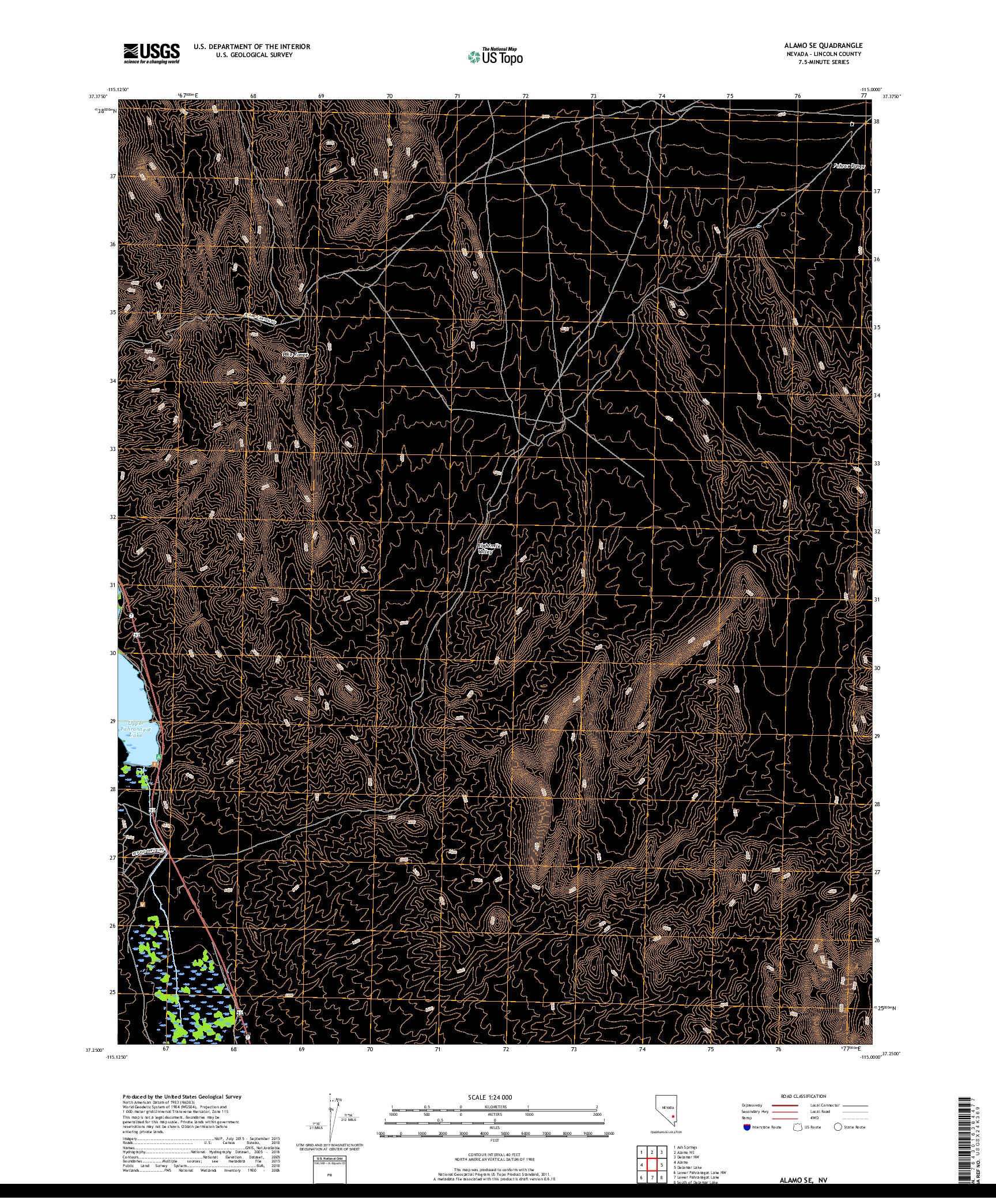 USGS US TOPO 7.5-MINUTE MAP FOR ALAMO SE, NV 2018