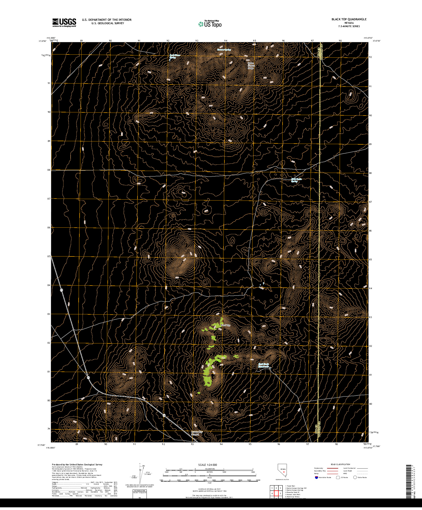 USGS US TOPO 7.5-MINUTE MAP FOR BLACK TOP, NV 2018