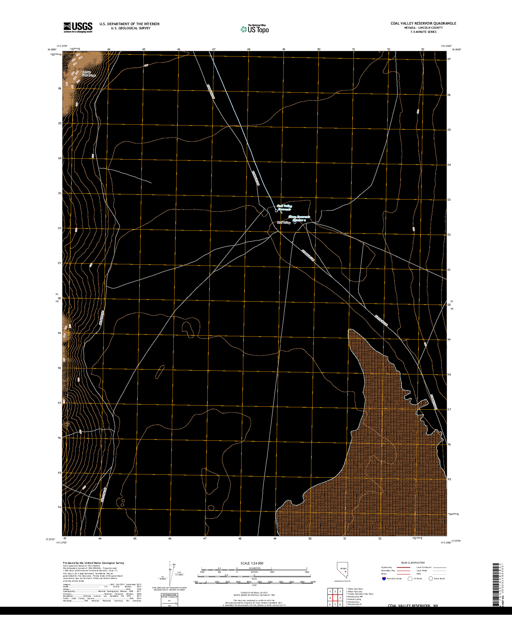 USGS US TOPO 7.5-MINUTE MAP FOR COAL VALLEY RESERVOIR, NV 2018