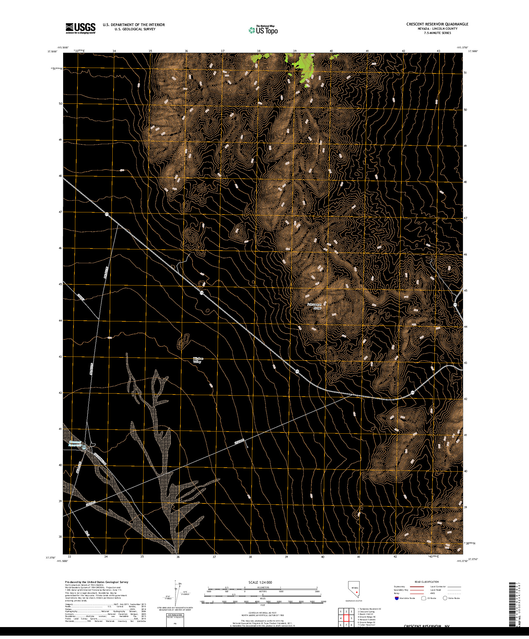 USGS US TOPO 7.5-MINUTE MAP FOR CRESCENT RESERVOIR, NV 2018