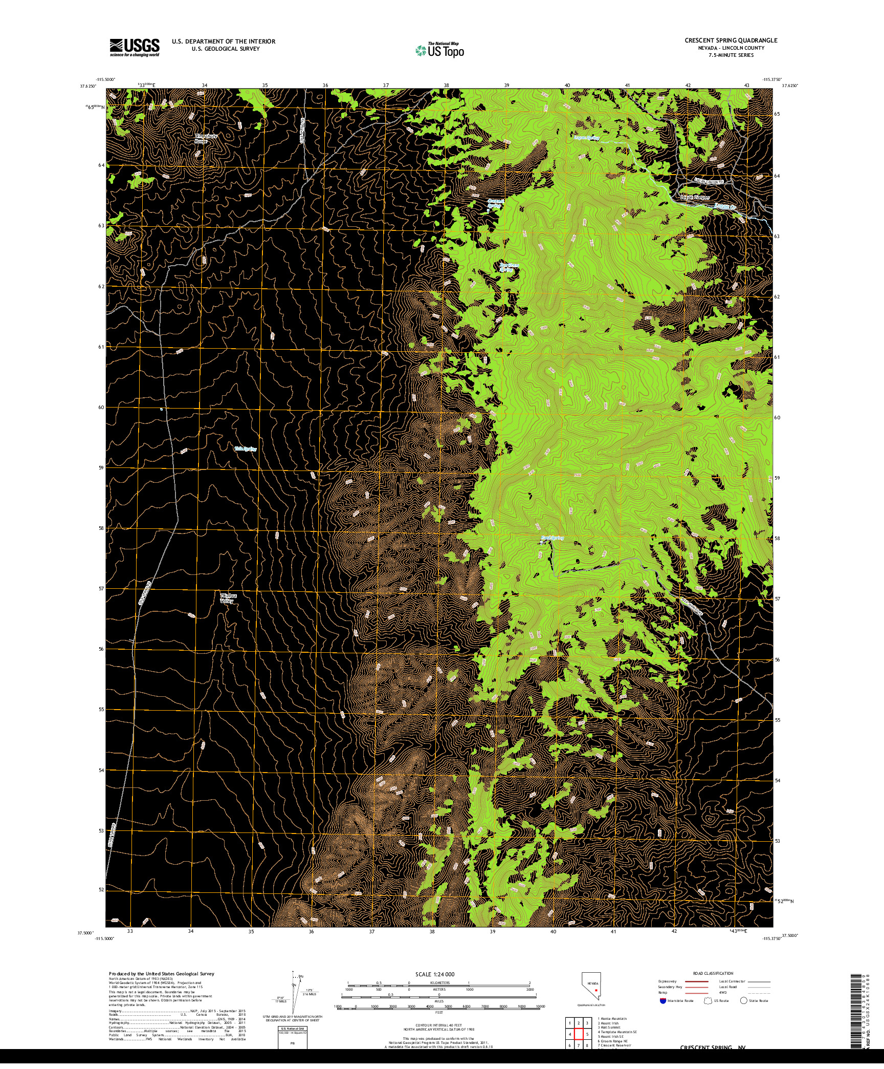 USGS US TOPO 7.5-MINUTE MAP FOR CRESCENT SPRING, NV 2018