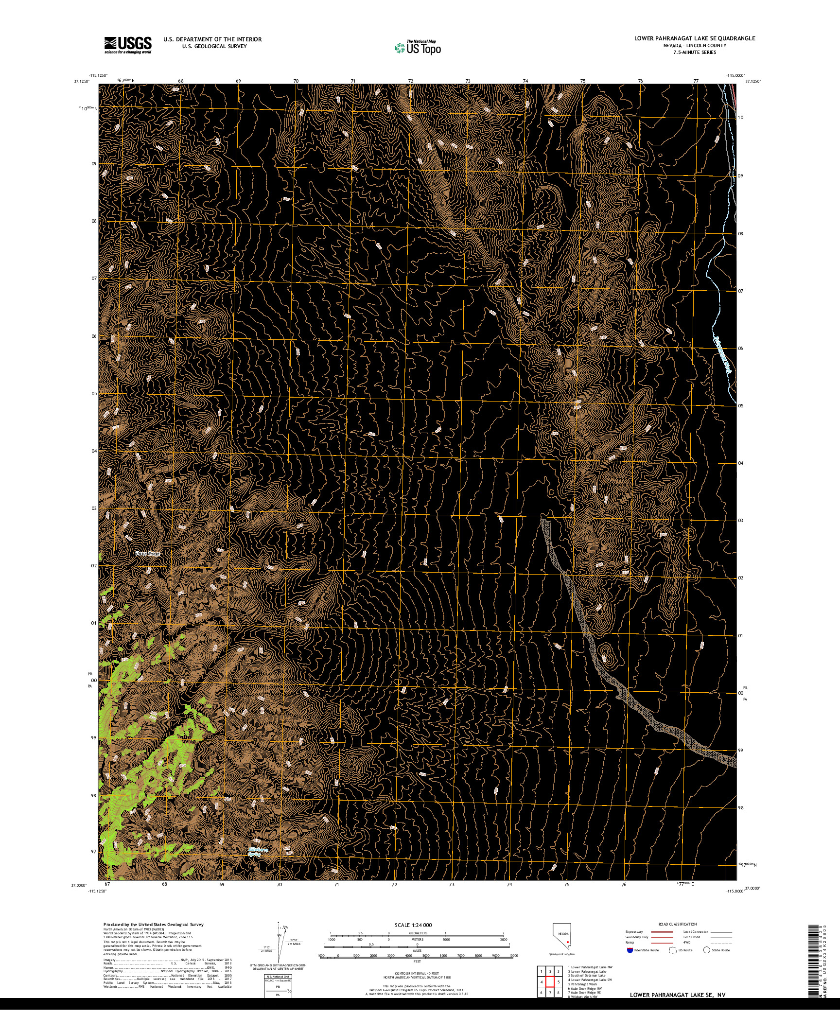 USGS US TOPO 7.5-MINUTE MAP FOR LOWER PAHRANAGAT LAKE SE, NV 2018