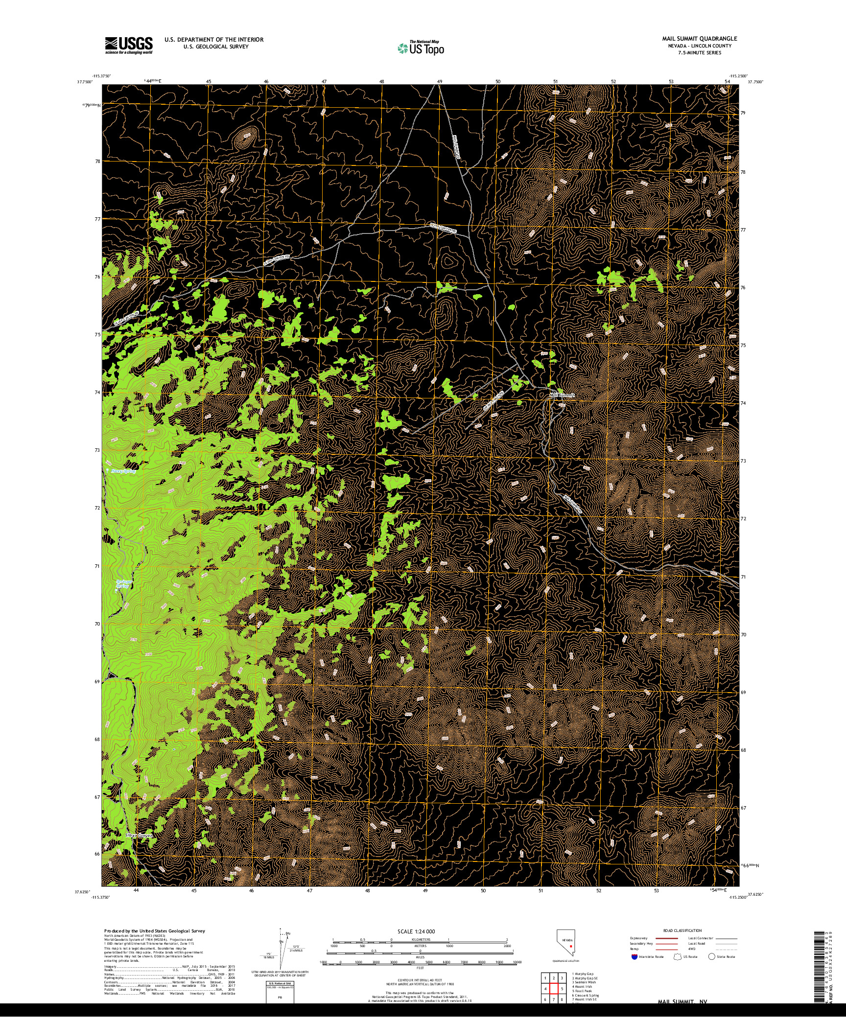 USGS US TOPO 7.5-MINUTE MAP FOR MAIL SUMMIT, NV 2018