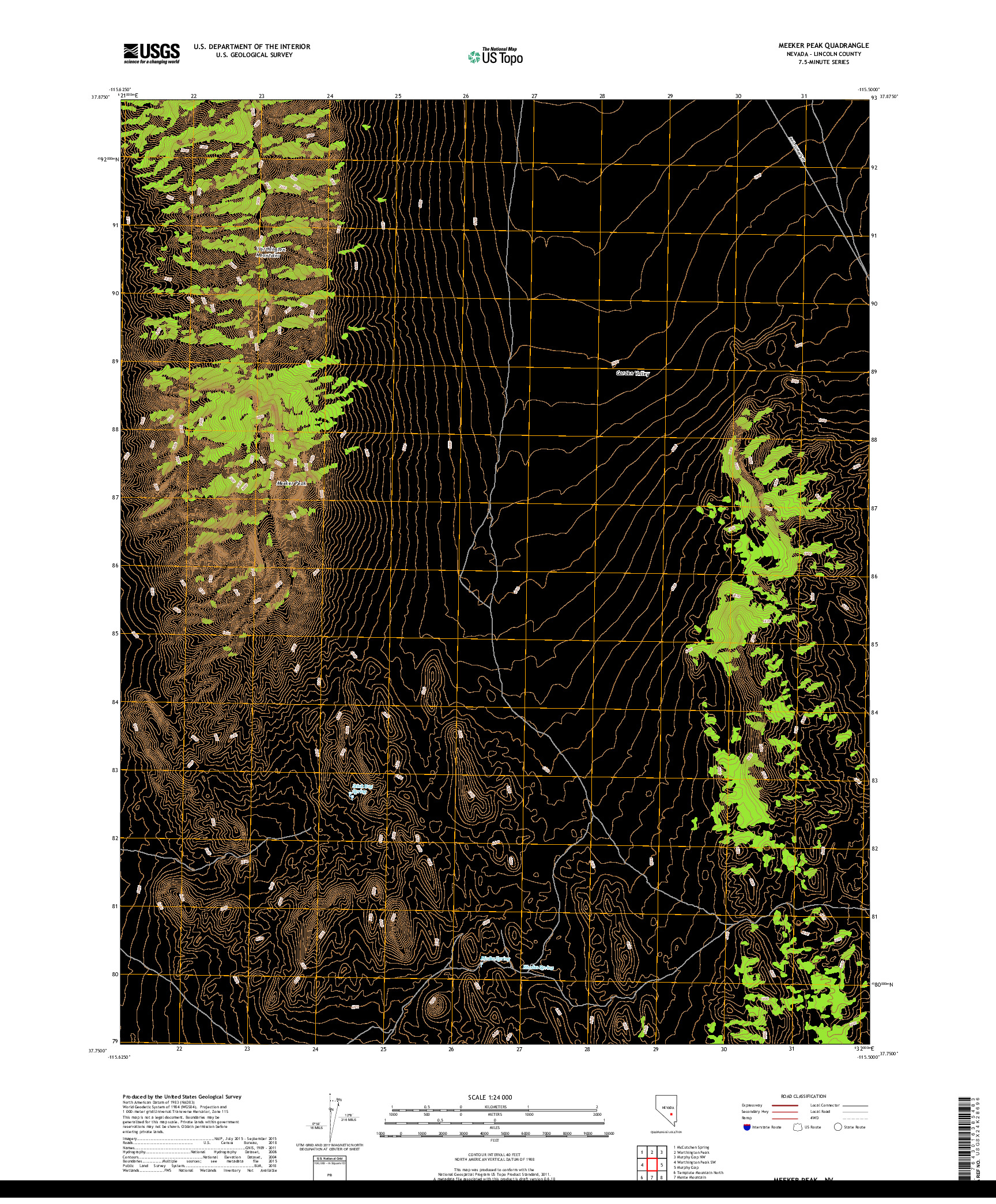 USGS US TOPO 7.5-MINUTE MAP FOR MEEKER PEAK, NV 2018