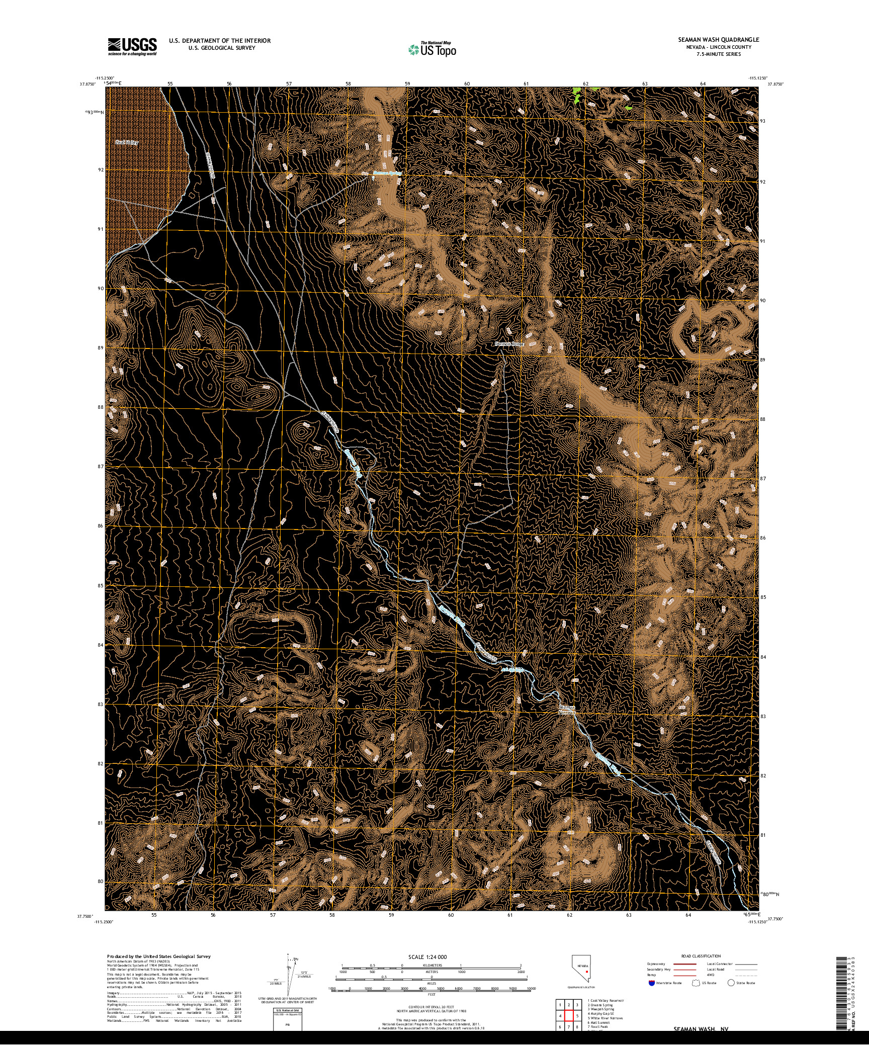 USGS US TOPO 7.5-MINUTE MAP FOR SEAMAN WASH, NV 2018