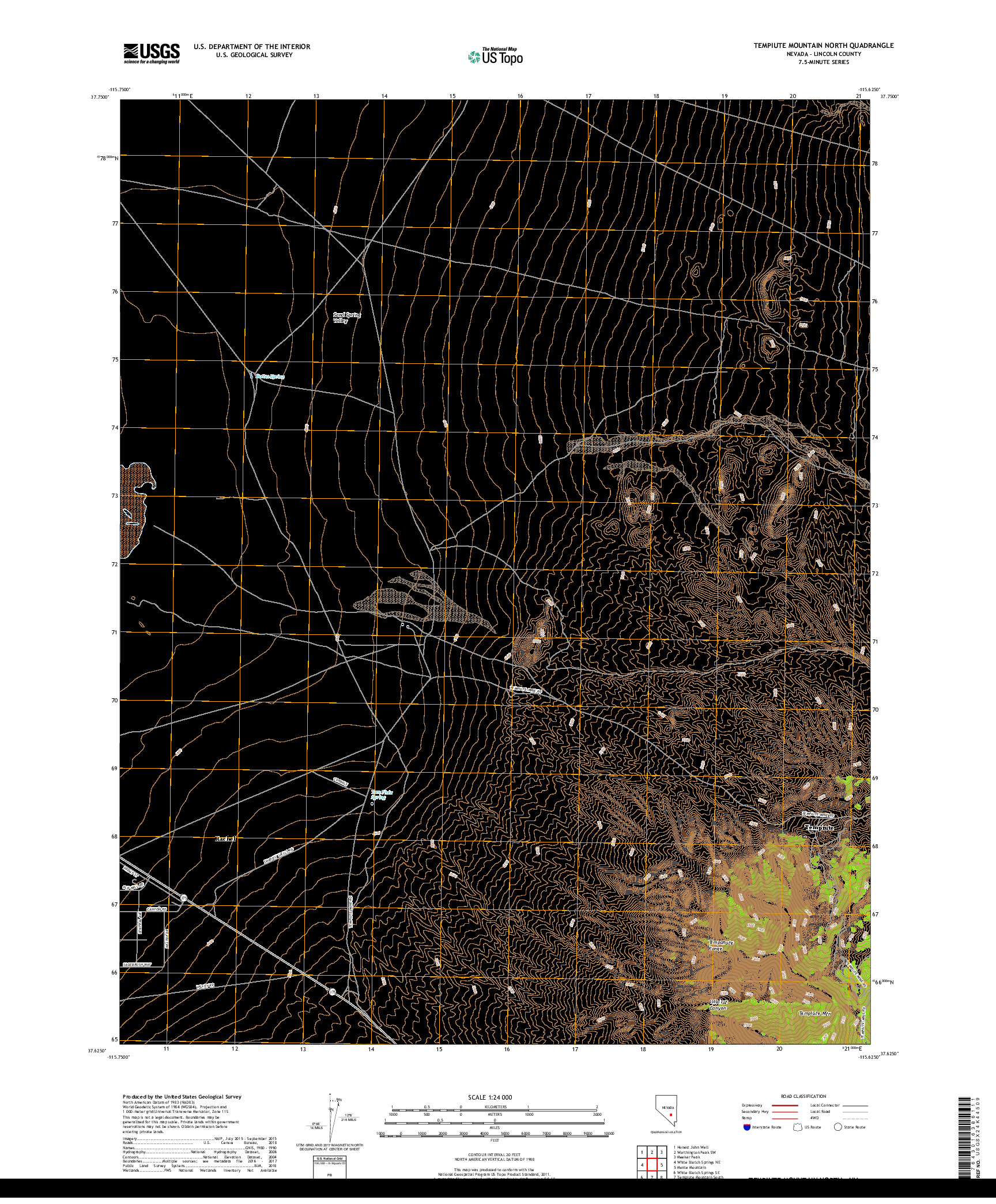 USGS US TOPO 7.5-MINUTE MAP FOR TEMPIUTE MOUNTAIN NORTH, NV 2018