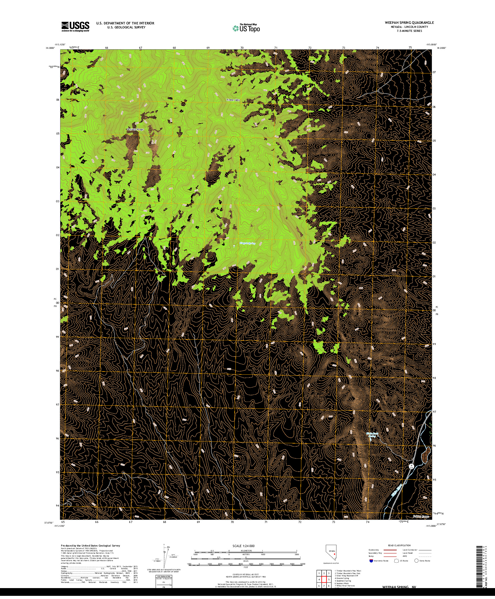 USGS US TOPO 7.5-MINUTE MAP FOR WEEPAH SPRING, NV 2018