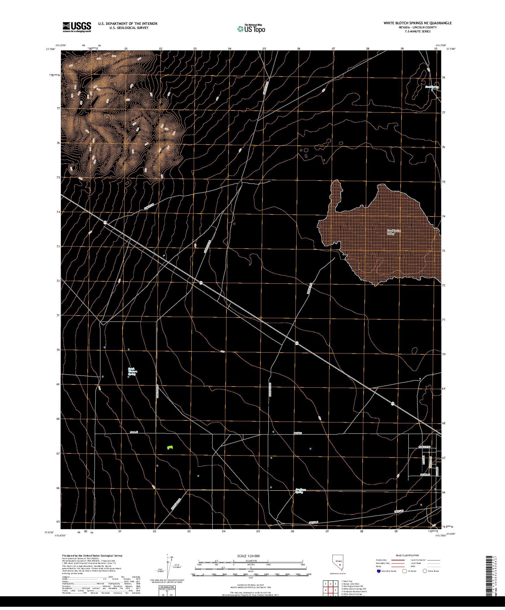 USGS US TOPO 7.5-MINUTE MAP FOR WHITE BLOTCH SPRINGS NE, NV 2018