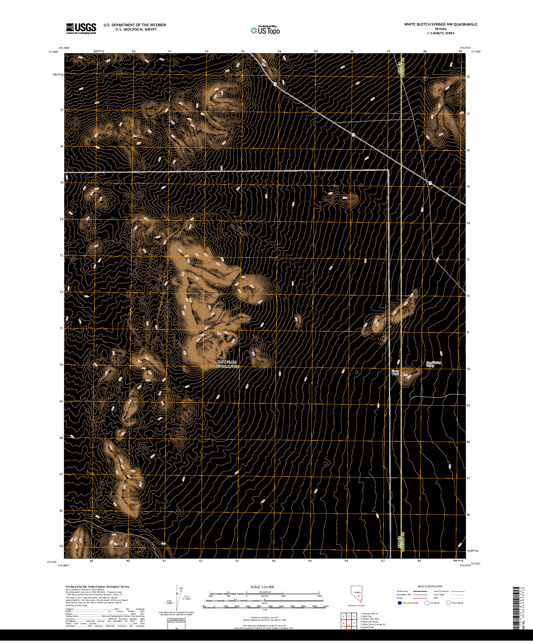 USGS US TOPO 7.5-MINUTE MAP FOR WHITE BLOTCH SPRINGS NW, NV 2018