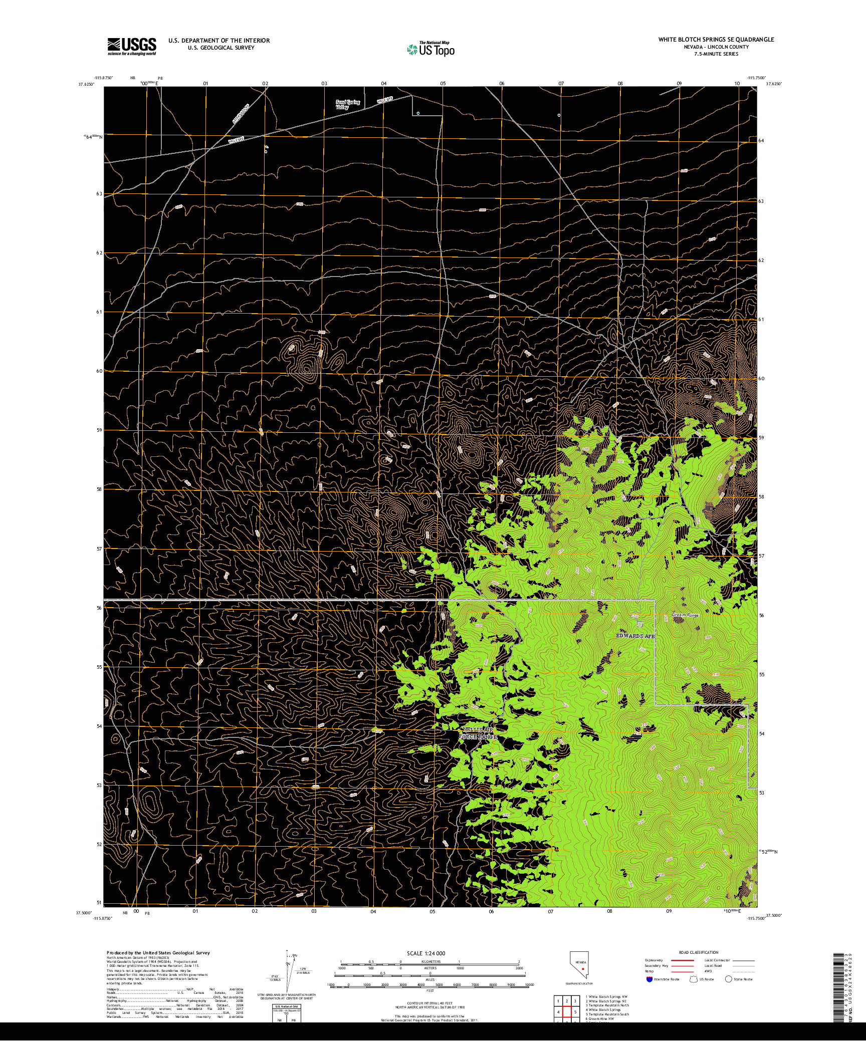 USGS US TOPO 7.5-MINUTE MAP FOR WHITE BLOTCH SPRINGS SE, NV 2018