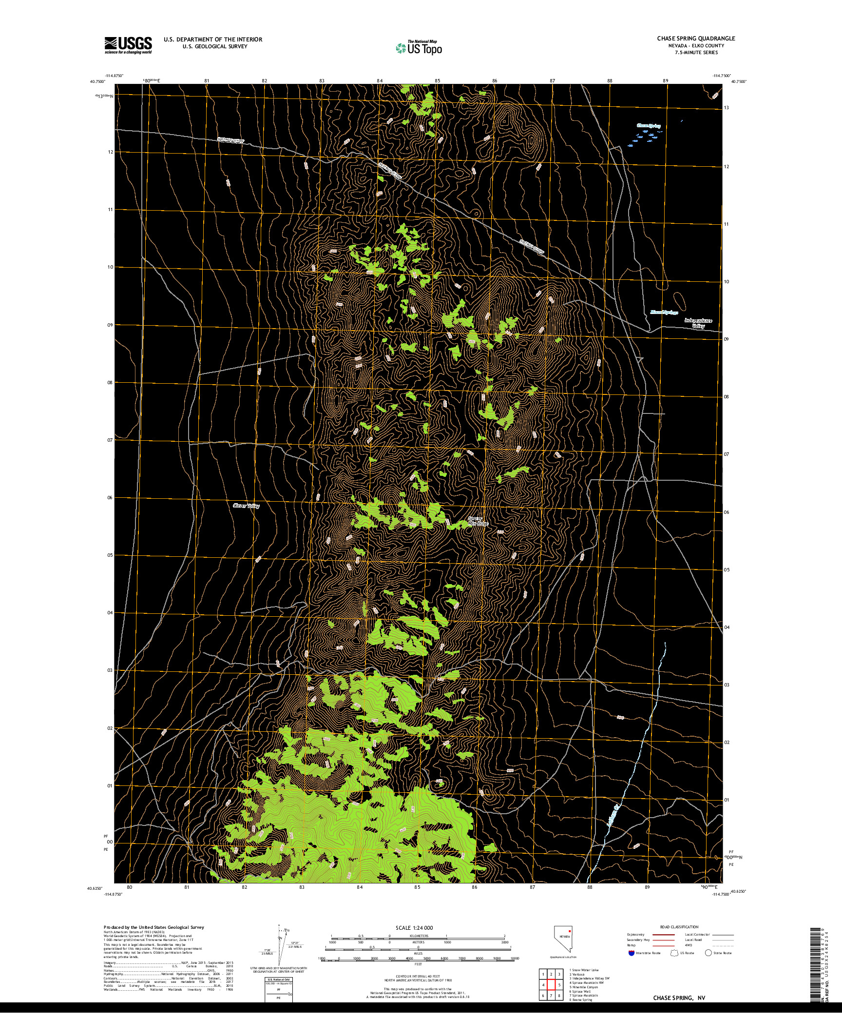 USGS US TOPO 7.5-MINUTE MAP FOR CHASE SPRING, NV 2018