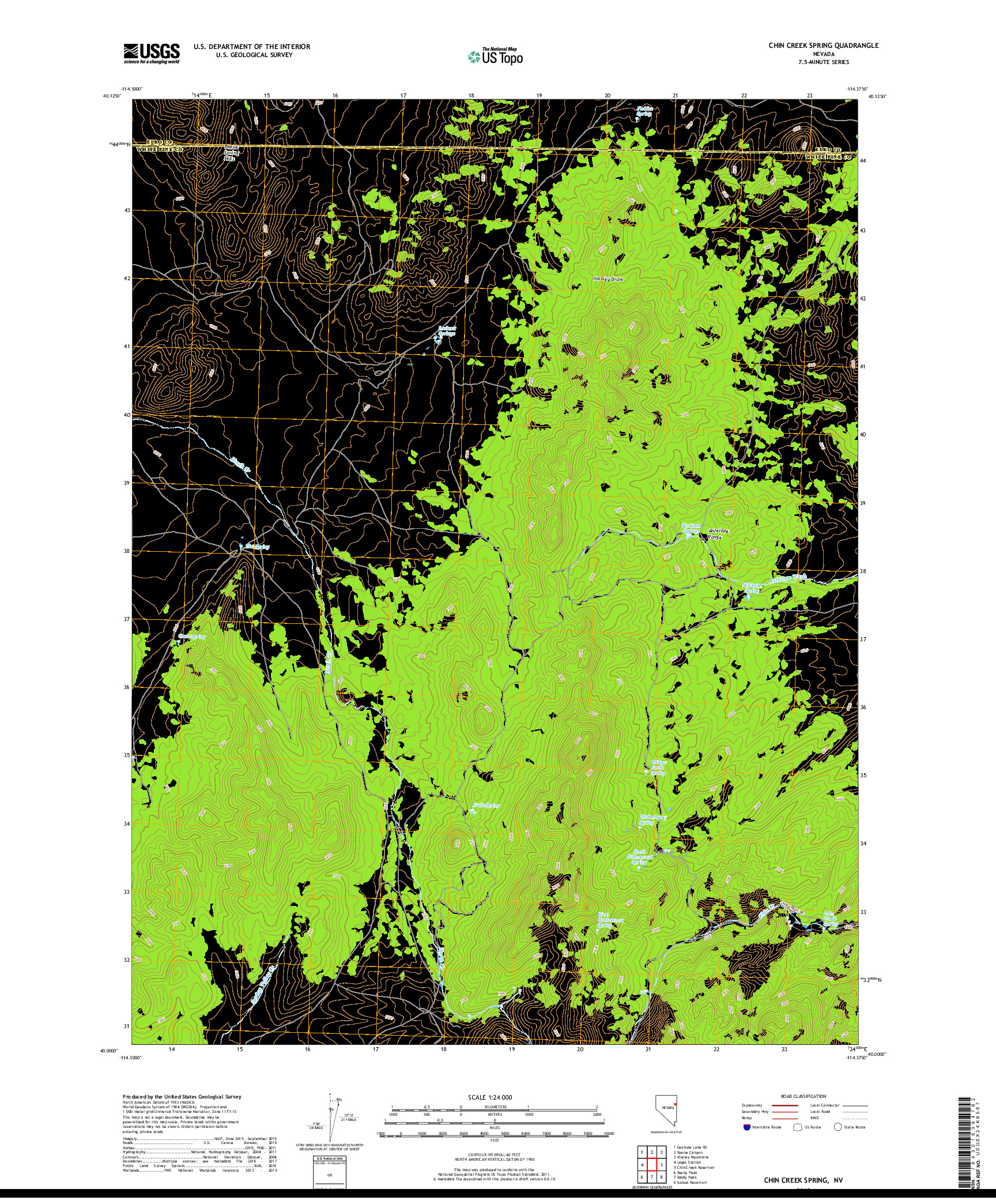 USGS US TOPO 7.5-MINUTE MAP FOR CHIN CREEK SPRING, NV 2018