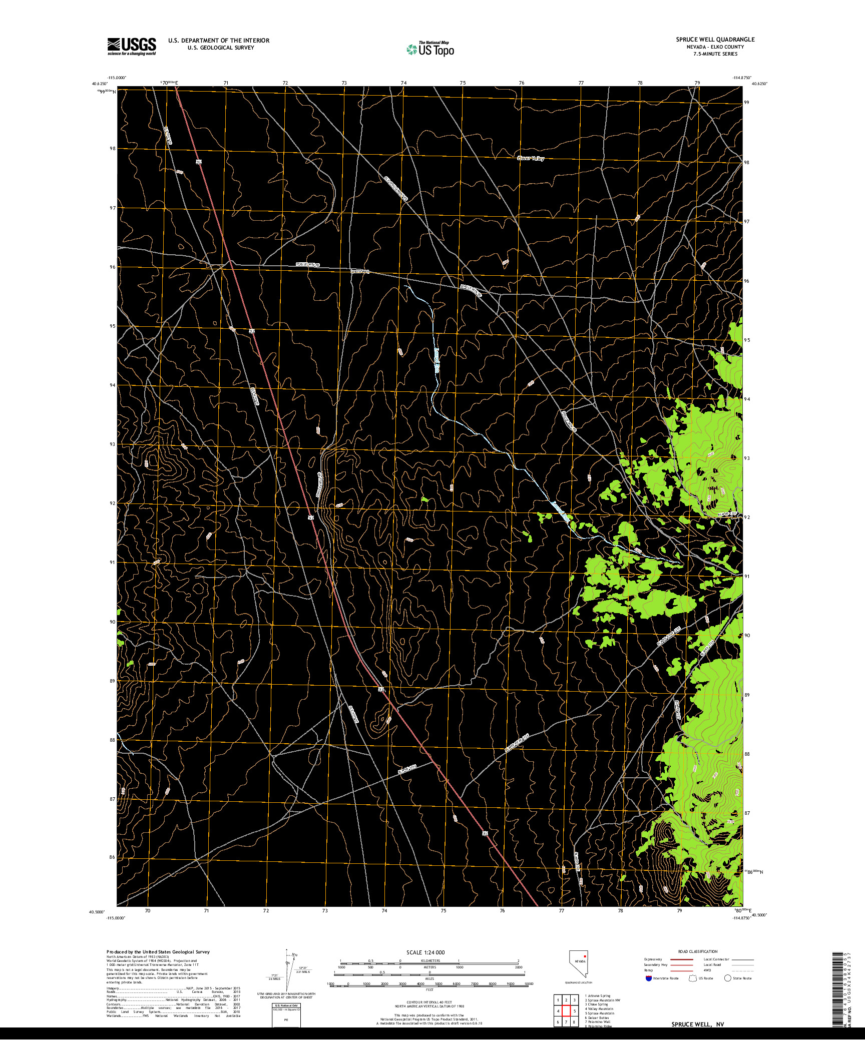 USGS US TOPO 7.5-MINUTE MAP FOR SPRUCE WELL, NV 2018