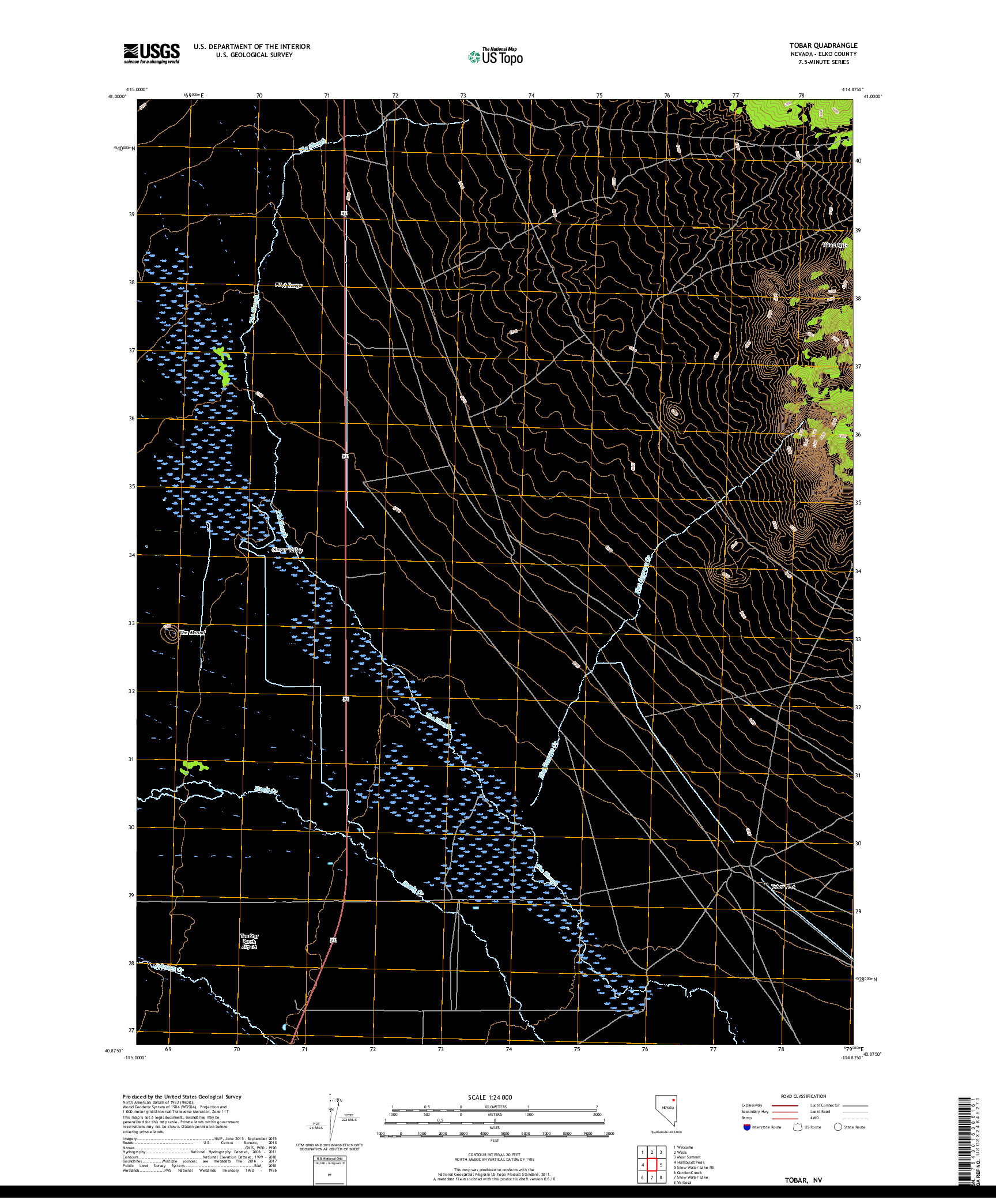 USGS US TOPO 7.5-MINUTE MAP FOR TOBAR, NV 2018