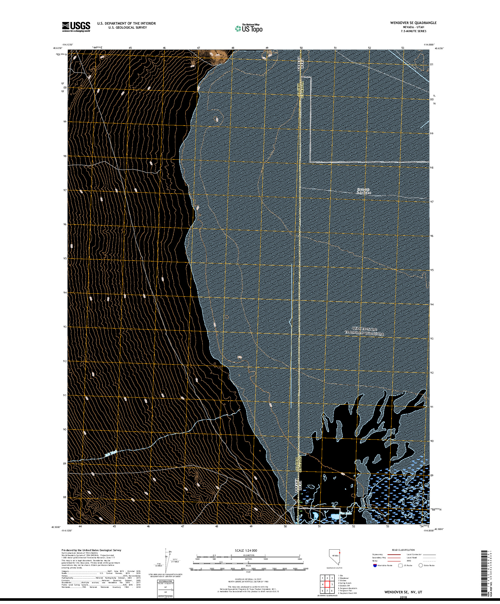 USGS US TOPO 7.5-MINUTE MAP FOR WENDOVER SE, NV,UT 2018