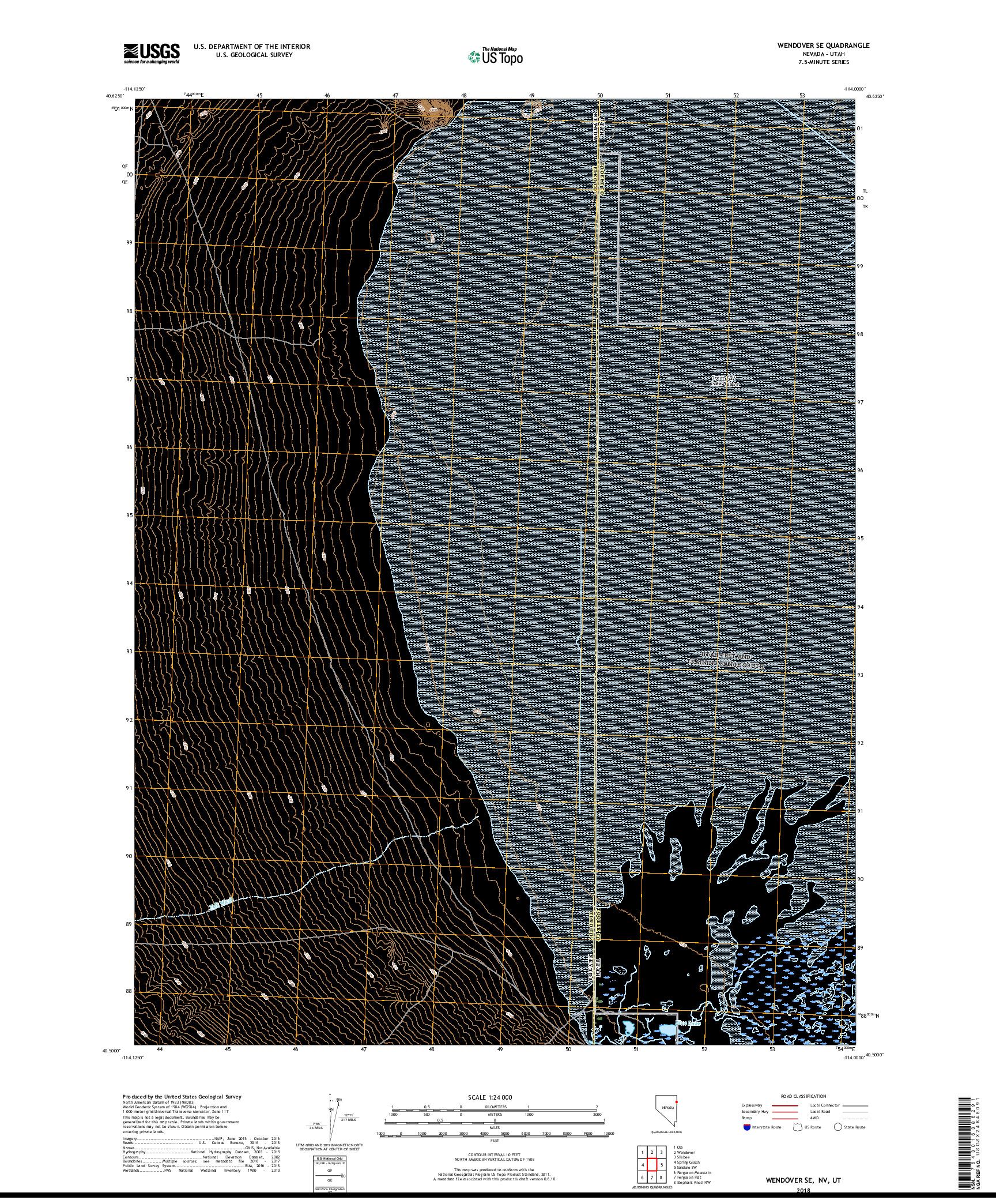 USGS US TOPO 7.5-MINUTE MAP FOR WENDOVER SE, NV,UT 2018