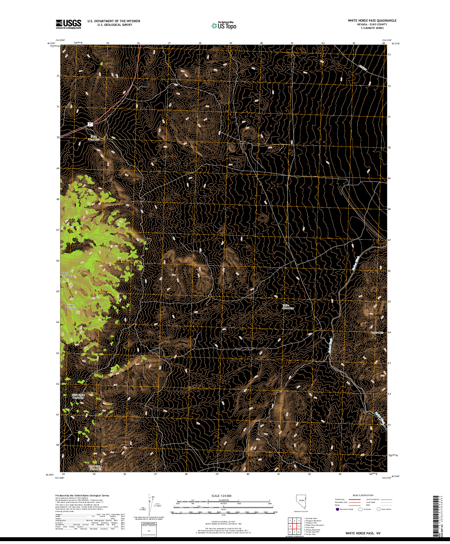 USGS US TOPO 7.5-MINUTE MAP FOR WHITE HORSE PASS, NV 2018