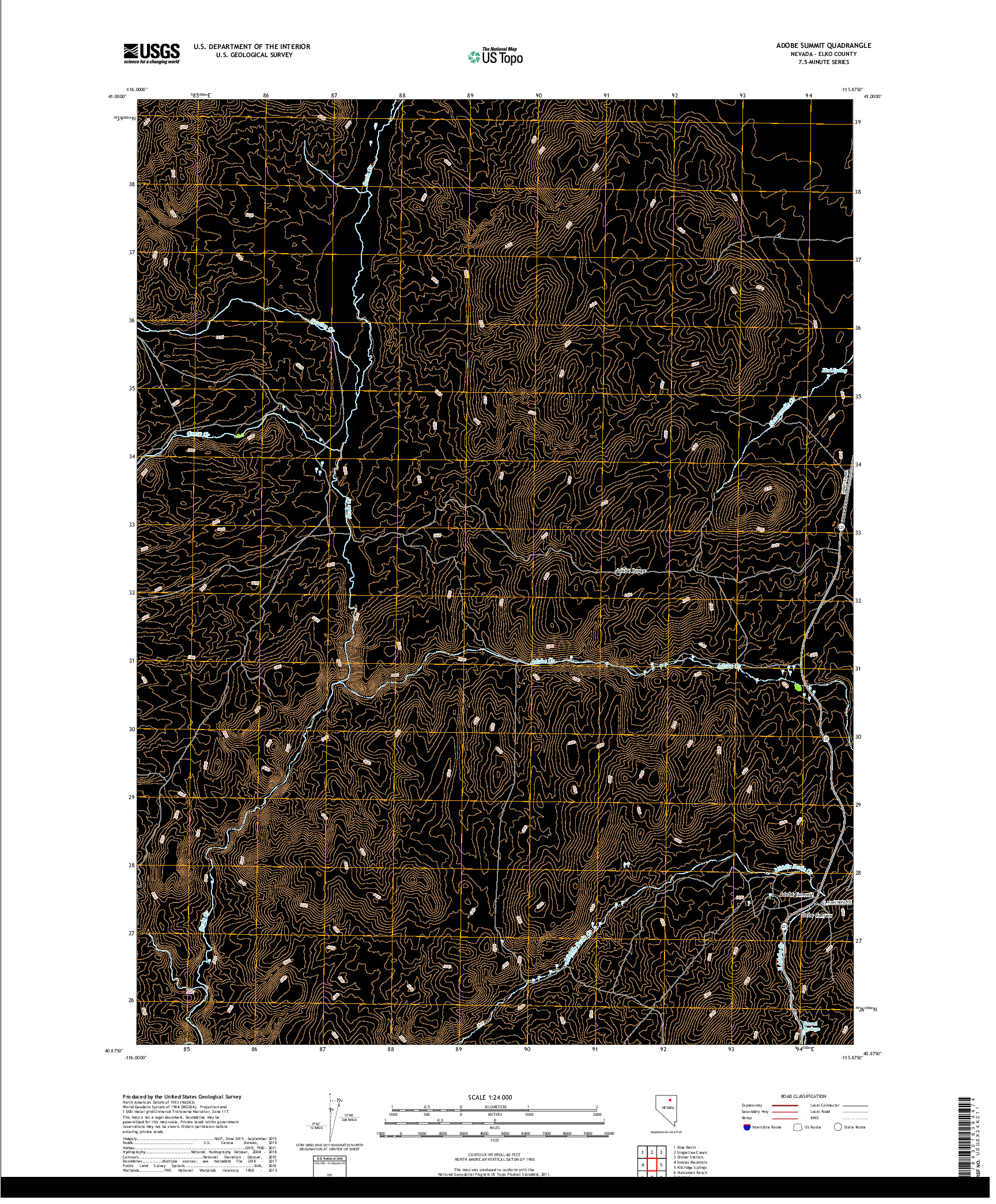 USGS US TOPO 7.5-MINUTE MAP FOR ADOBE SUMMIT, NV 2018