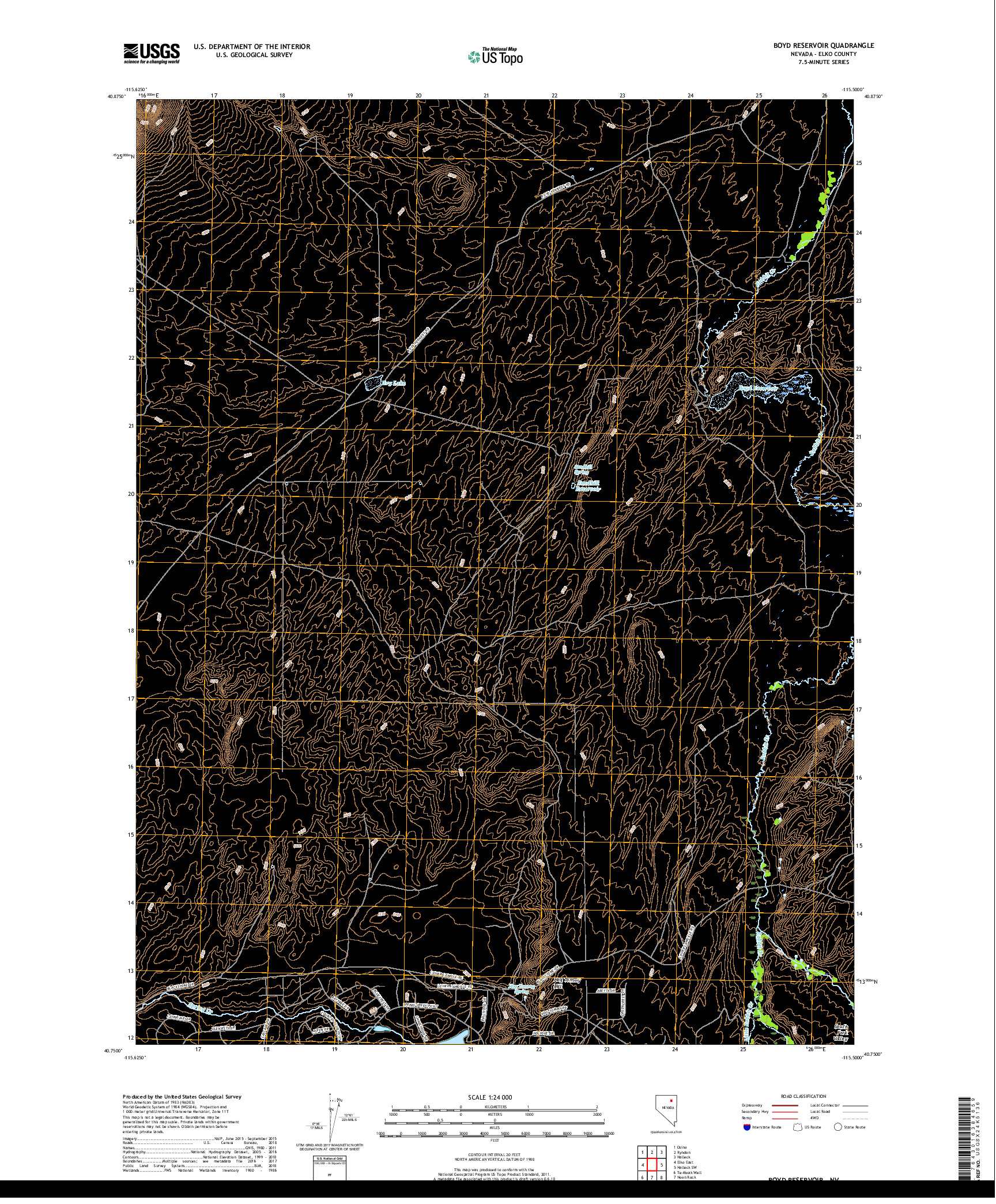 USGS US TOPO 7.5-MINUTE MAP FOR BOYD RESERVOIR, NV 2018