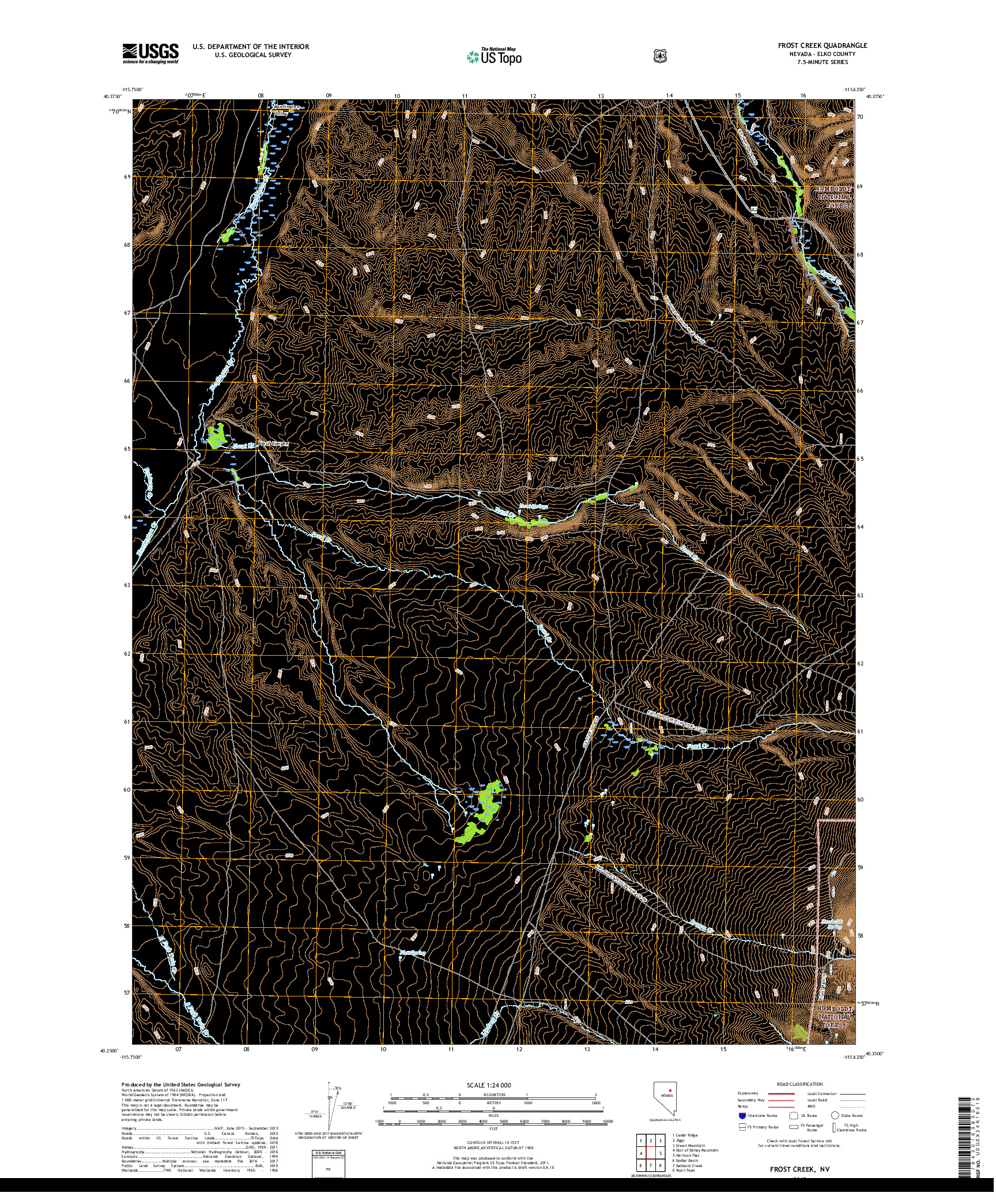 USGS US TOPO 7.5-MINUTE MAP FOR FROST CREEK, NV 2018