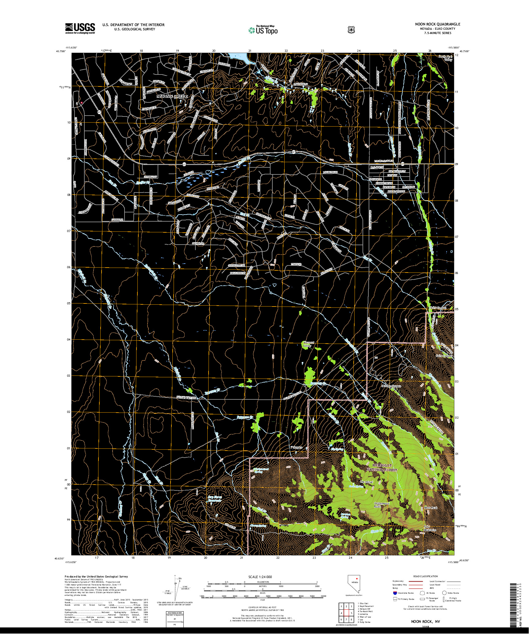 USGS US TOPO 7.5-MINUTE MAP FOR NOON ROCK, NV 2018