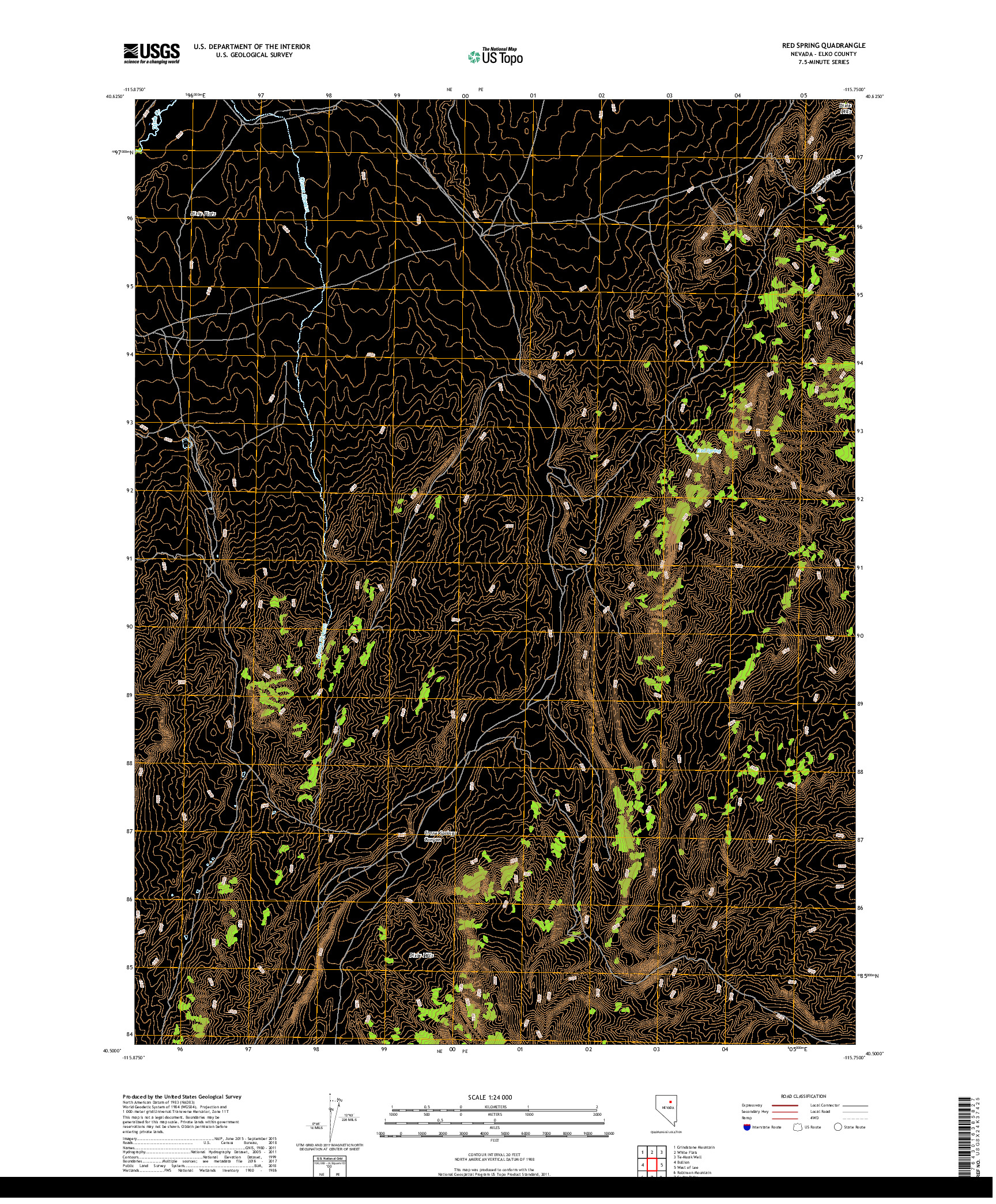 USGS US TOPO 7.5-MINUTE MAP FOR RED SPRING, NV 2018