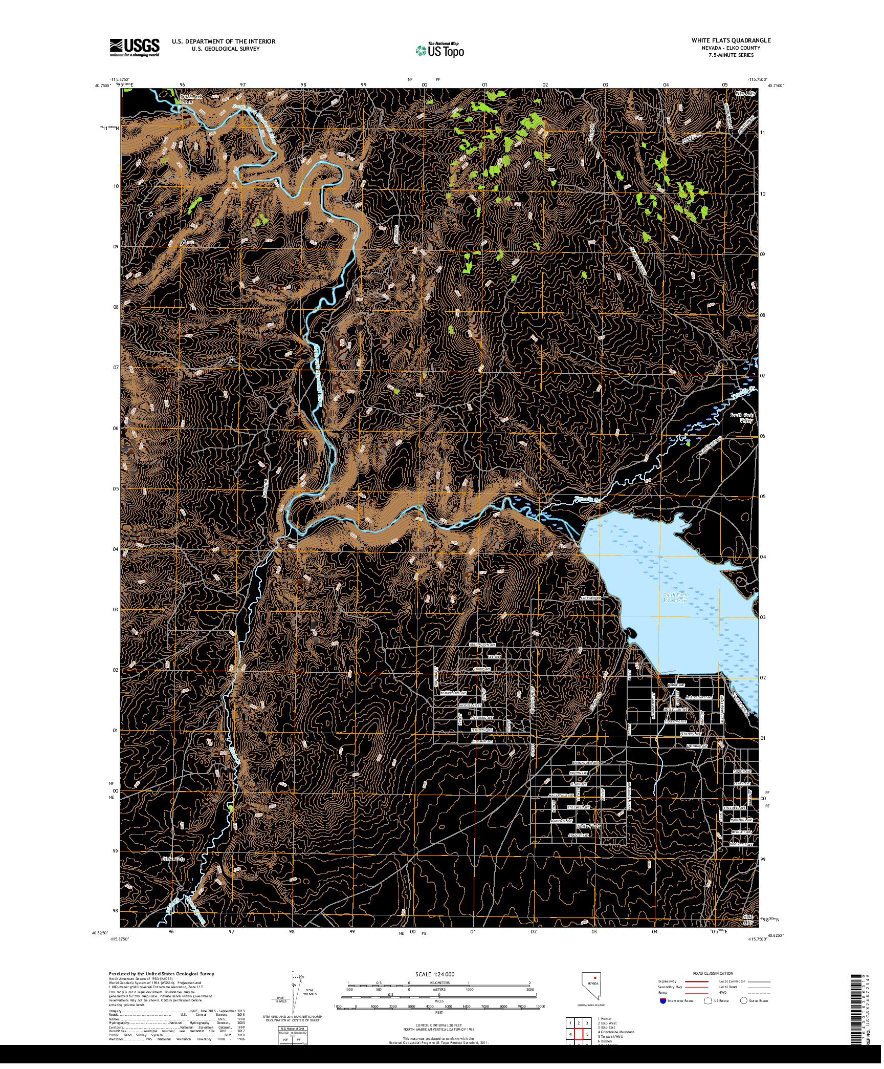 USGS US TOPO 7.5-MINUTE MAP FOR WHITE FLATS, NV 2018