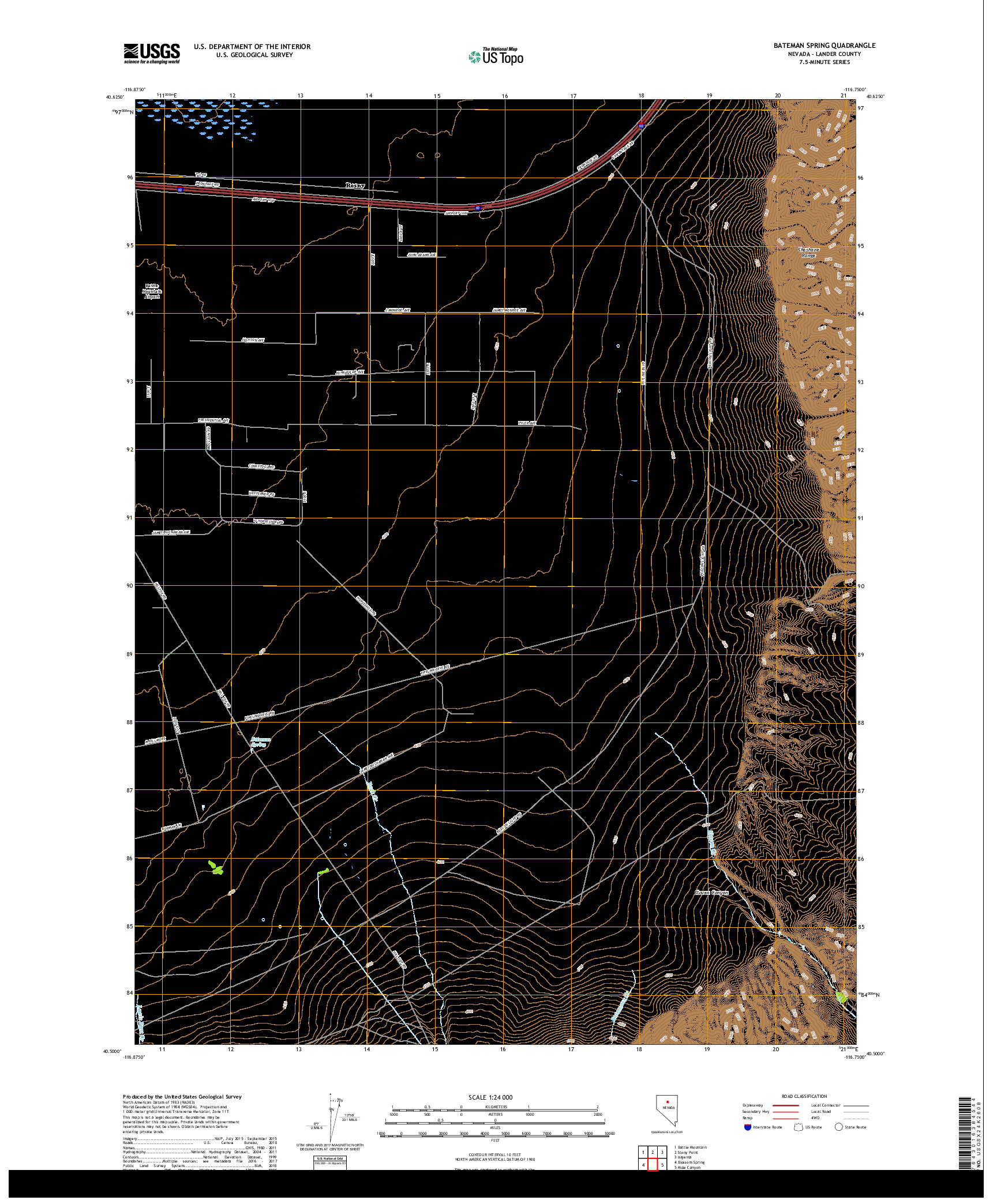 USGS US TOPO 7.5-MINUTE MAP FOR BATEMAN SPRING, NV 2018