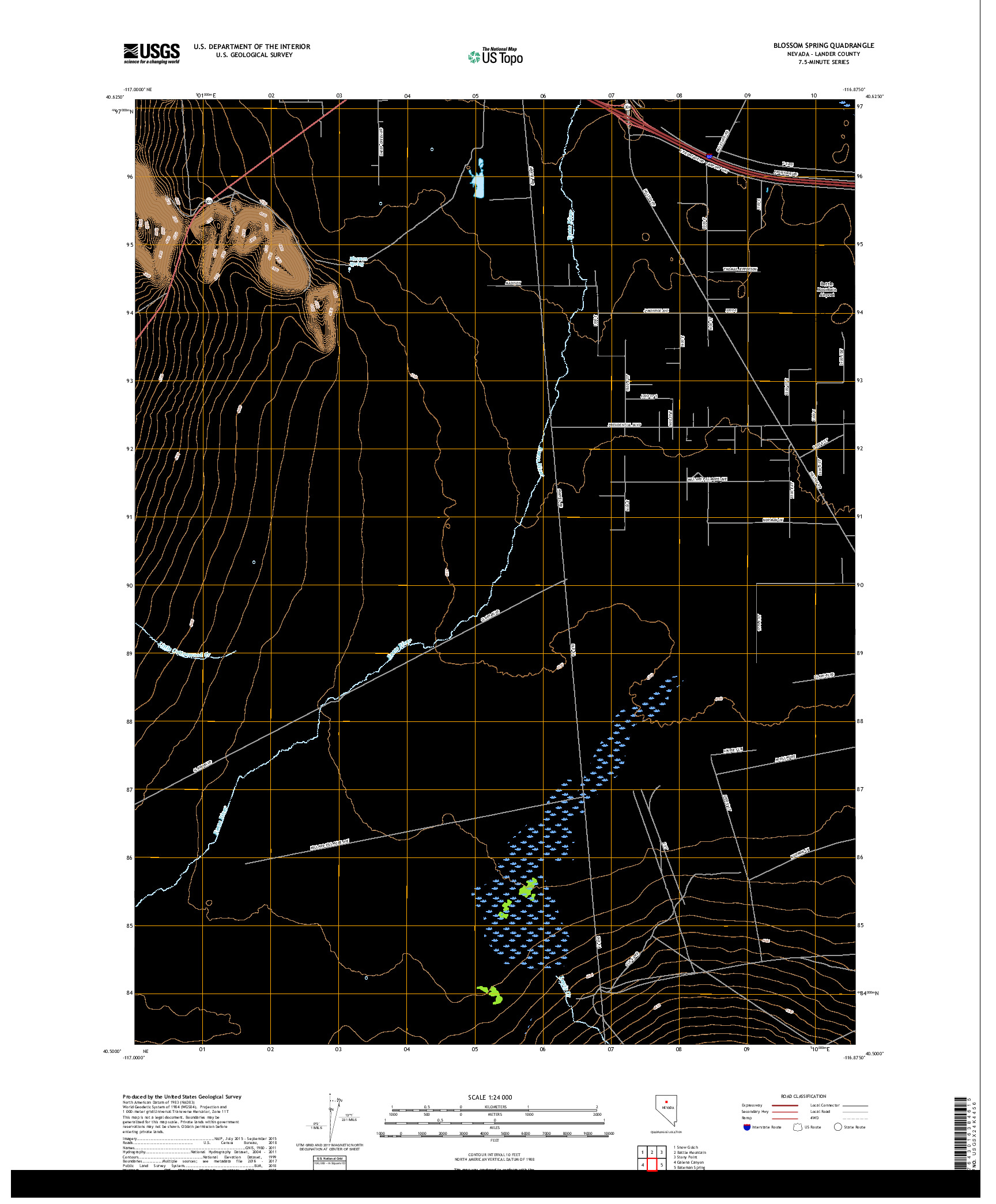 USGS US TOPO 7.5-MINUTE MAP FOR BLOSSOM SPRING, NV 2018