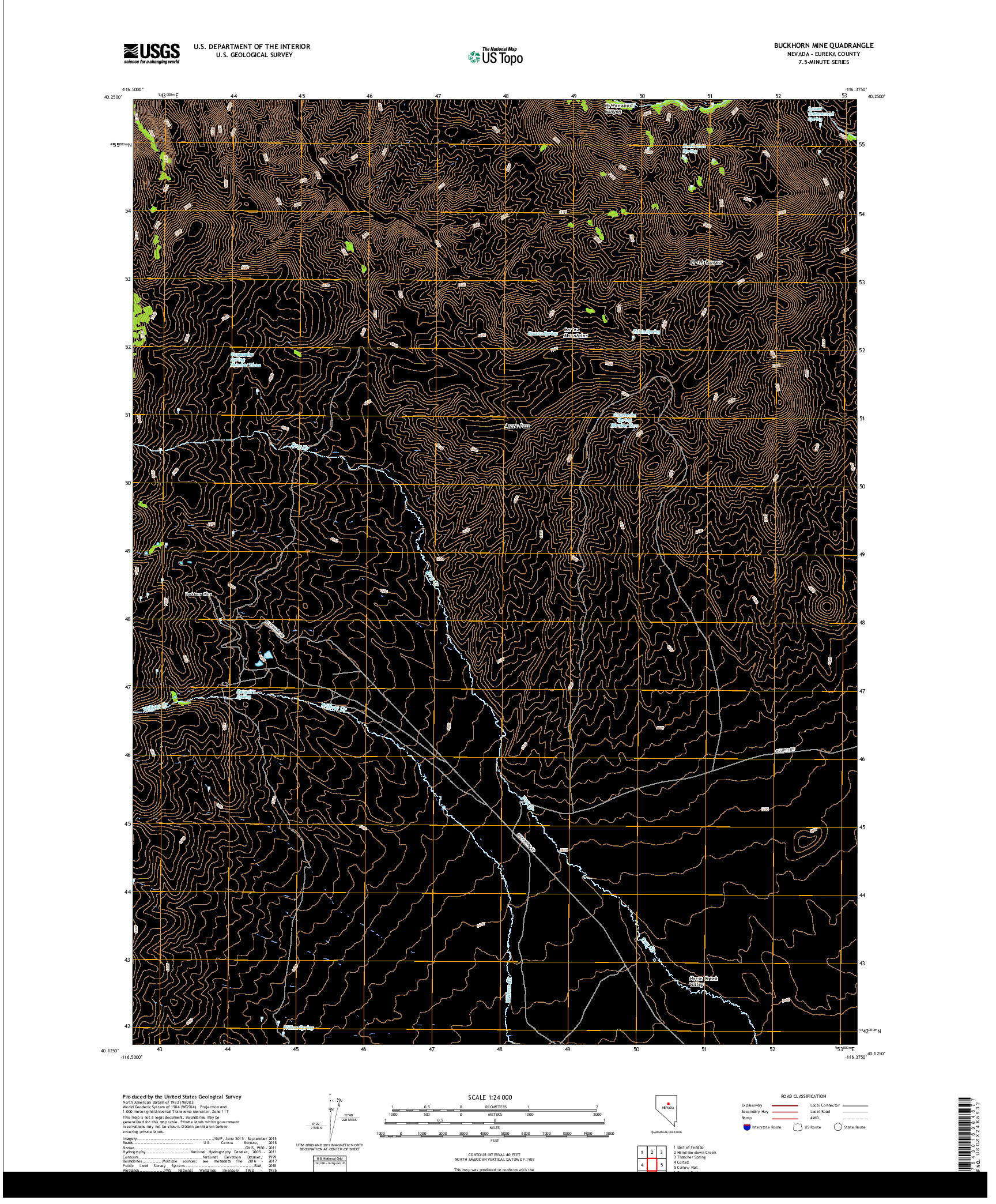 USGS US TOPO 7.5-MINUTE MAP FOR BUCKHORN MINE, NV 2018