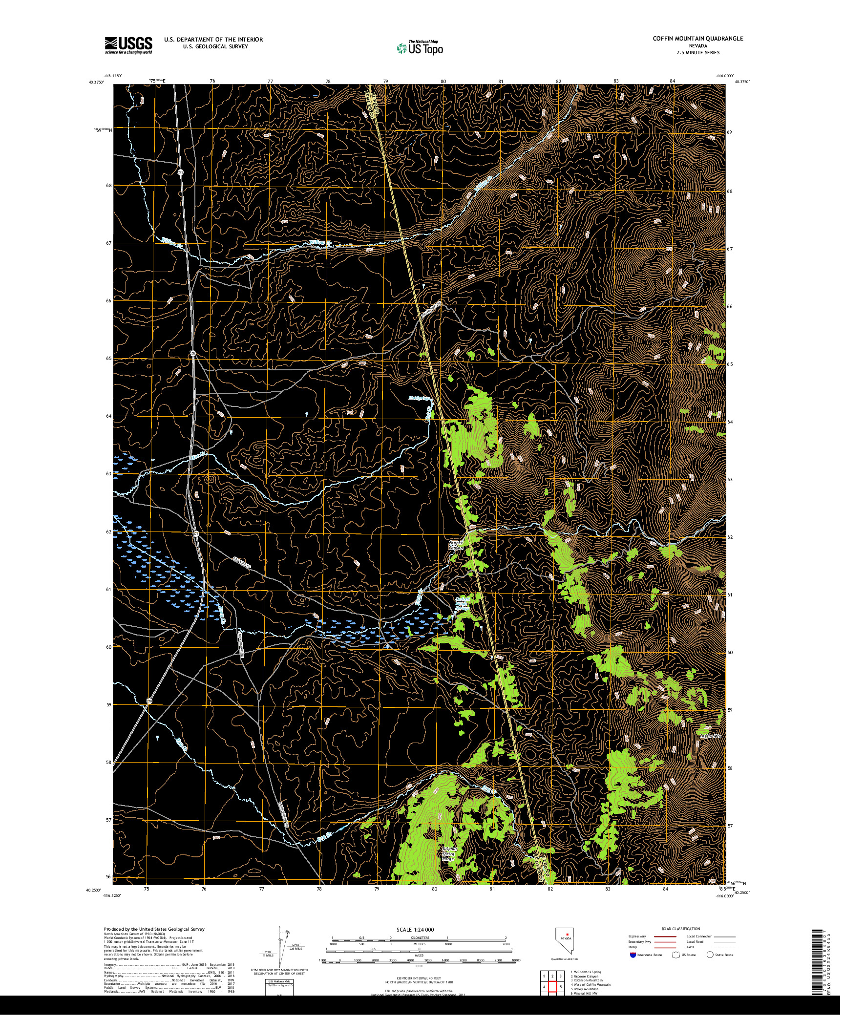 USGS US TOPO 7.5-MINUTE MAP FOR COFFIN MOUNTAIN, NV 2018