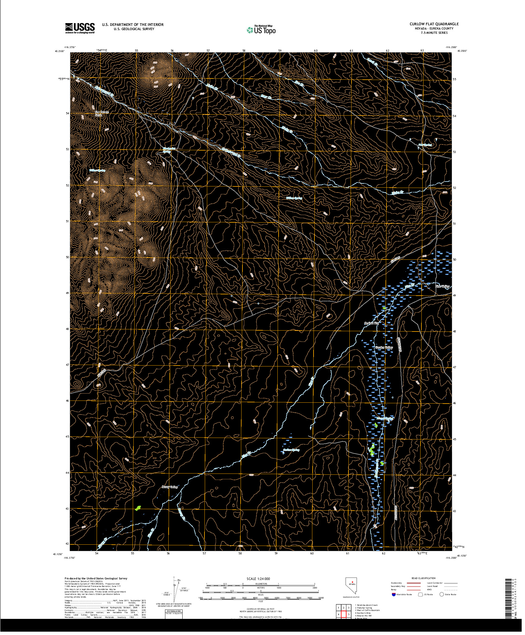 USGS US TOPO 7.5-MINUTE MAP FOR CURLOW FLAT, NV 2018