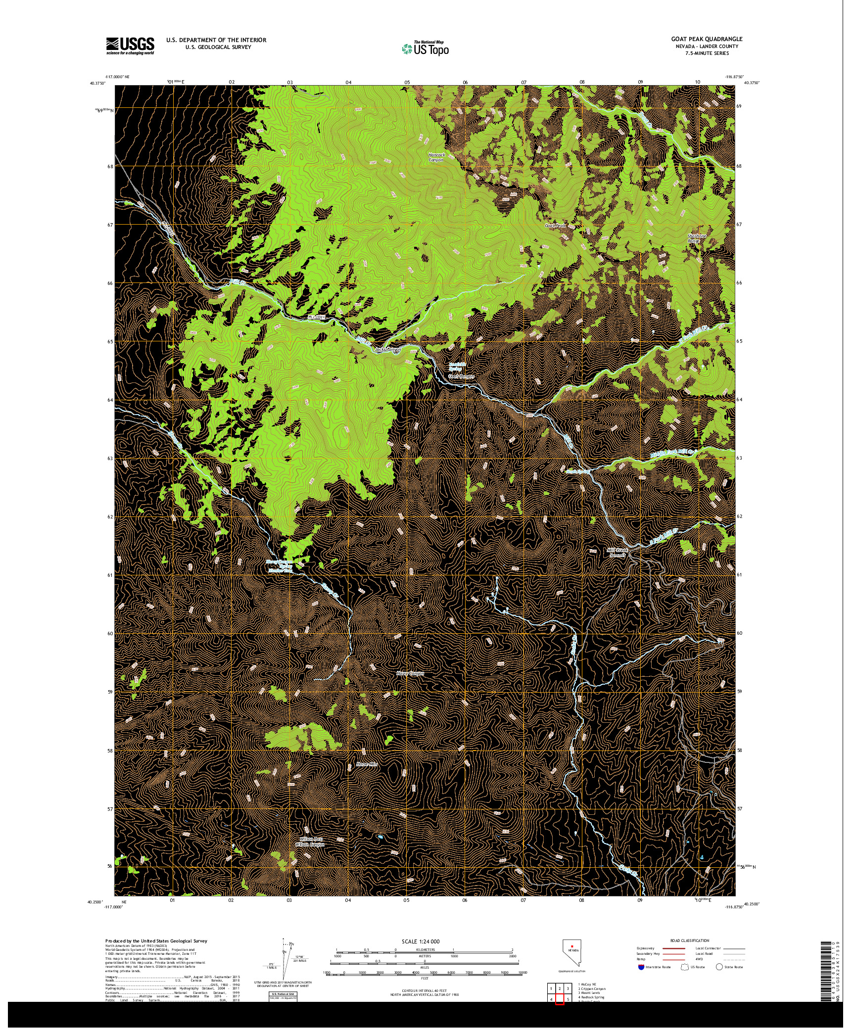USGS US TOPO 7.5-MINUTE MAP FOR GOAT PEAK, NV 2018