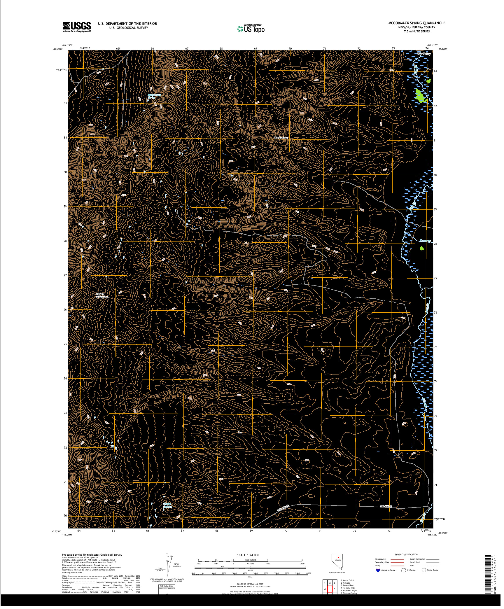 USGS US TOPO 7.5-MINUTE MAP FOR MCCORMACK SPRING, NV 2018