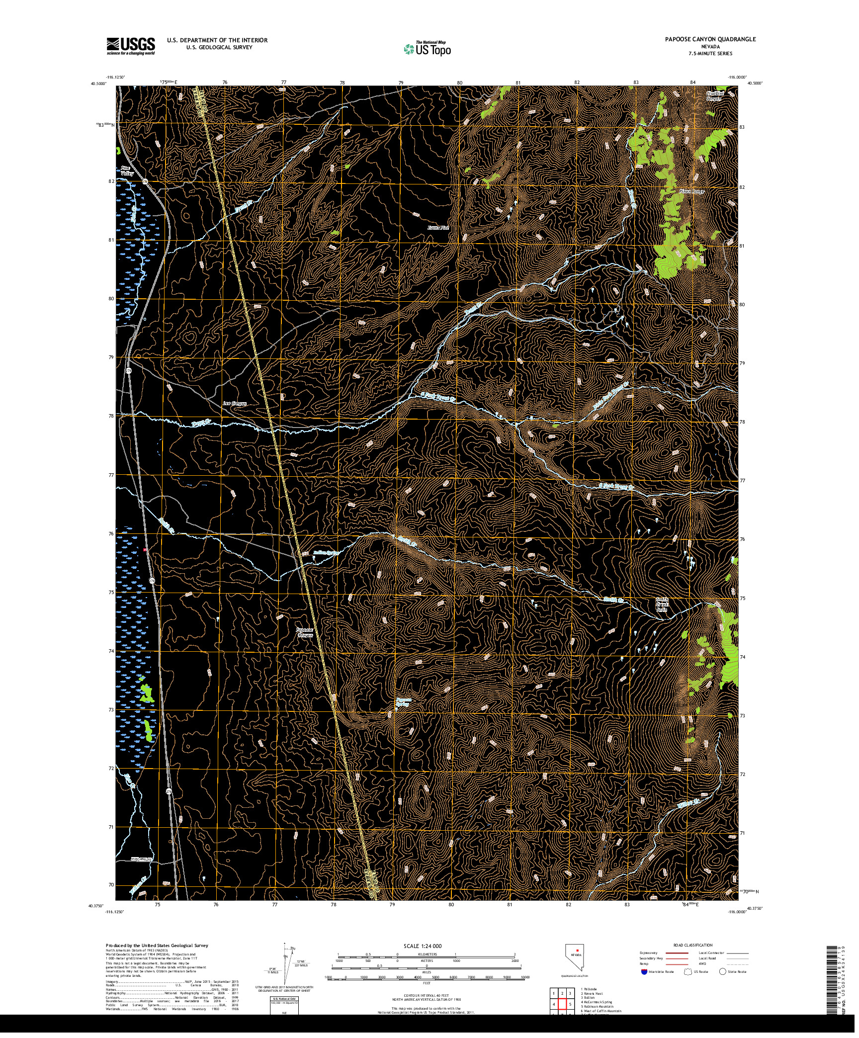 USGS US TOPO 7.5-MINUTE MAP FOR PAPOOSE CANYON, NV 2018