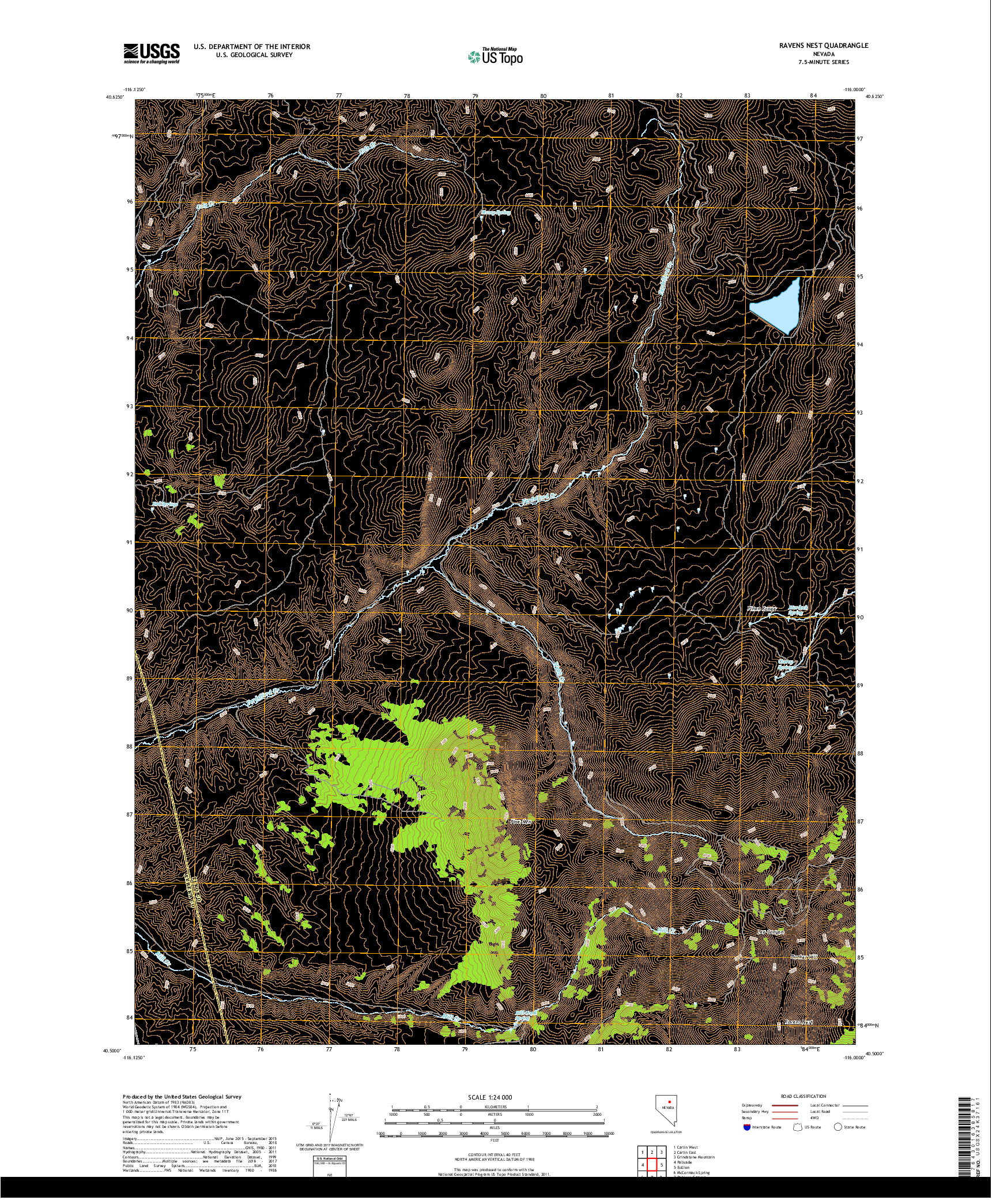 USGS US TOPO 7.5-MINUTE MAP FOR RAVENS NEST, NV 2018