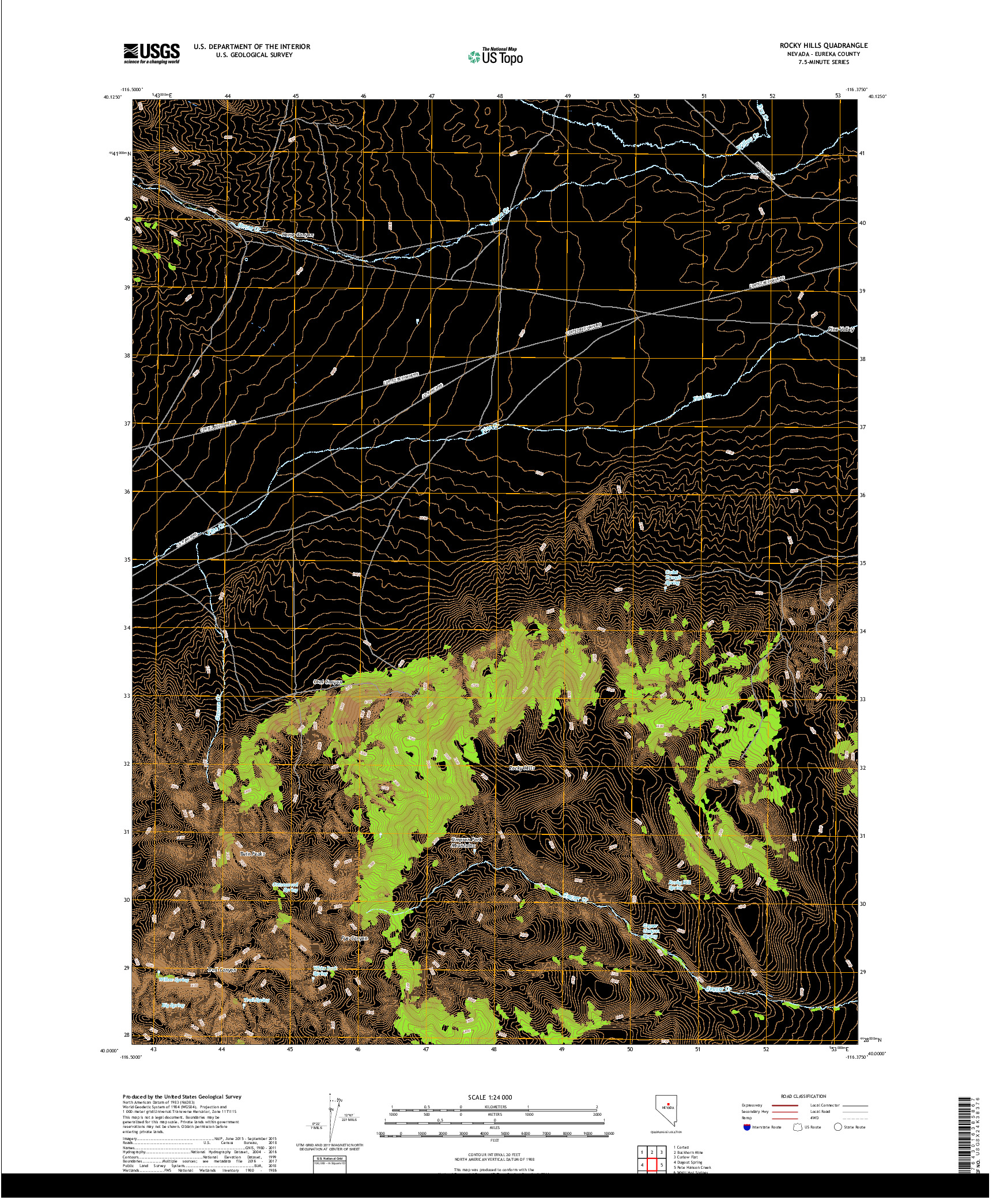 USGS US TOPO 7.5-MINUTE MAP FOR ROCKY HILLS, NV 2018