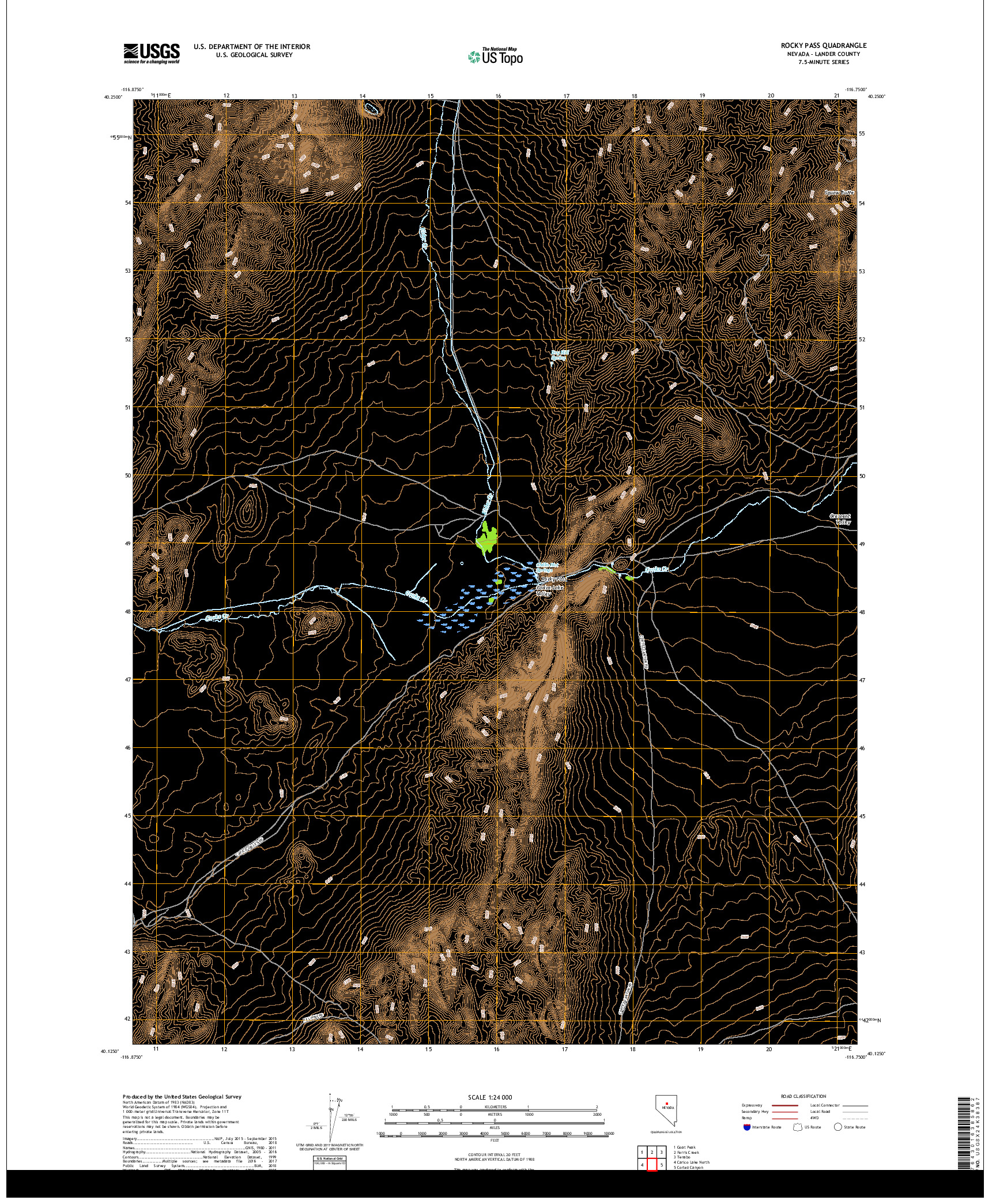 USGS US TOPO 7.5-MINUTE MAP FOR ROCKY PASS, NV 2018