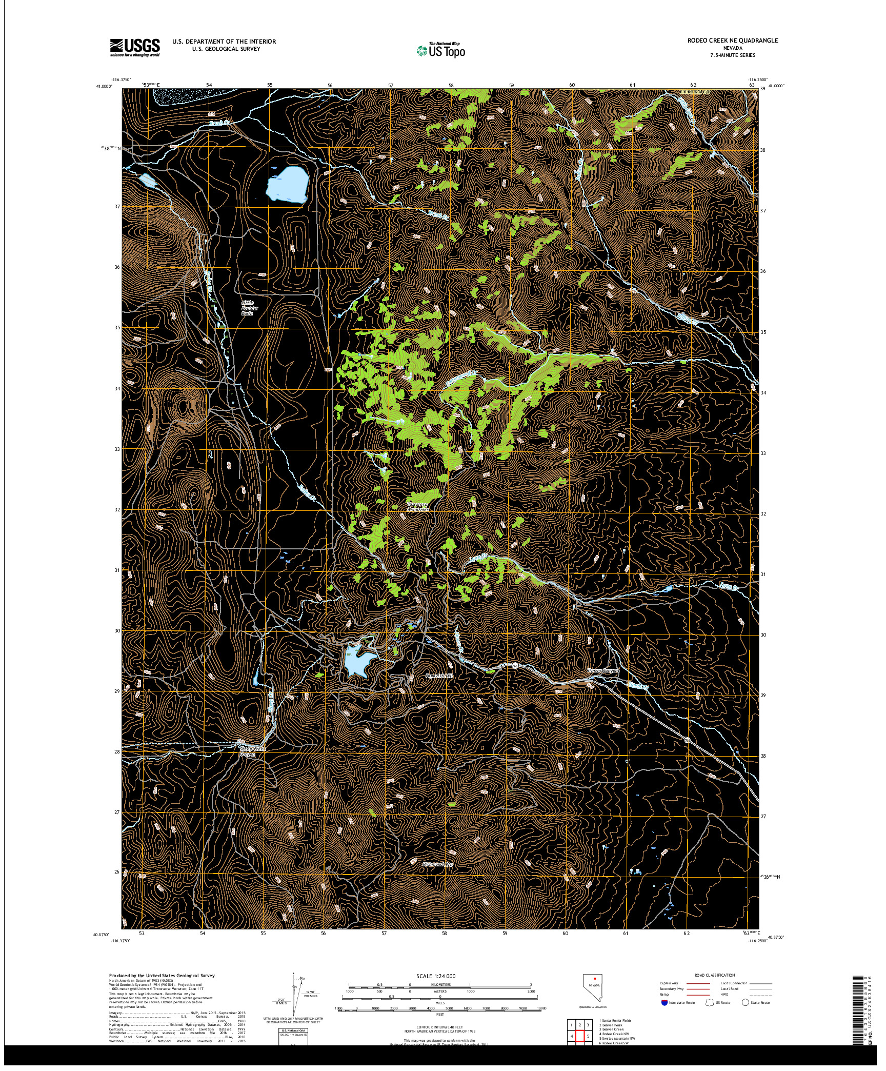 USGS US TOPO 7.5-MINUTE MAP FOR RODEO CREEK NE, NV 2018