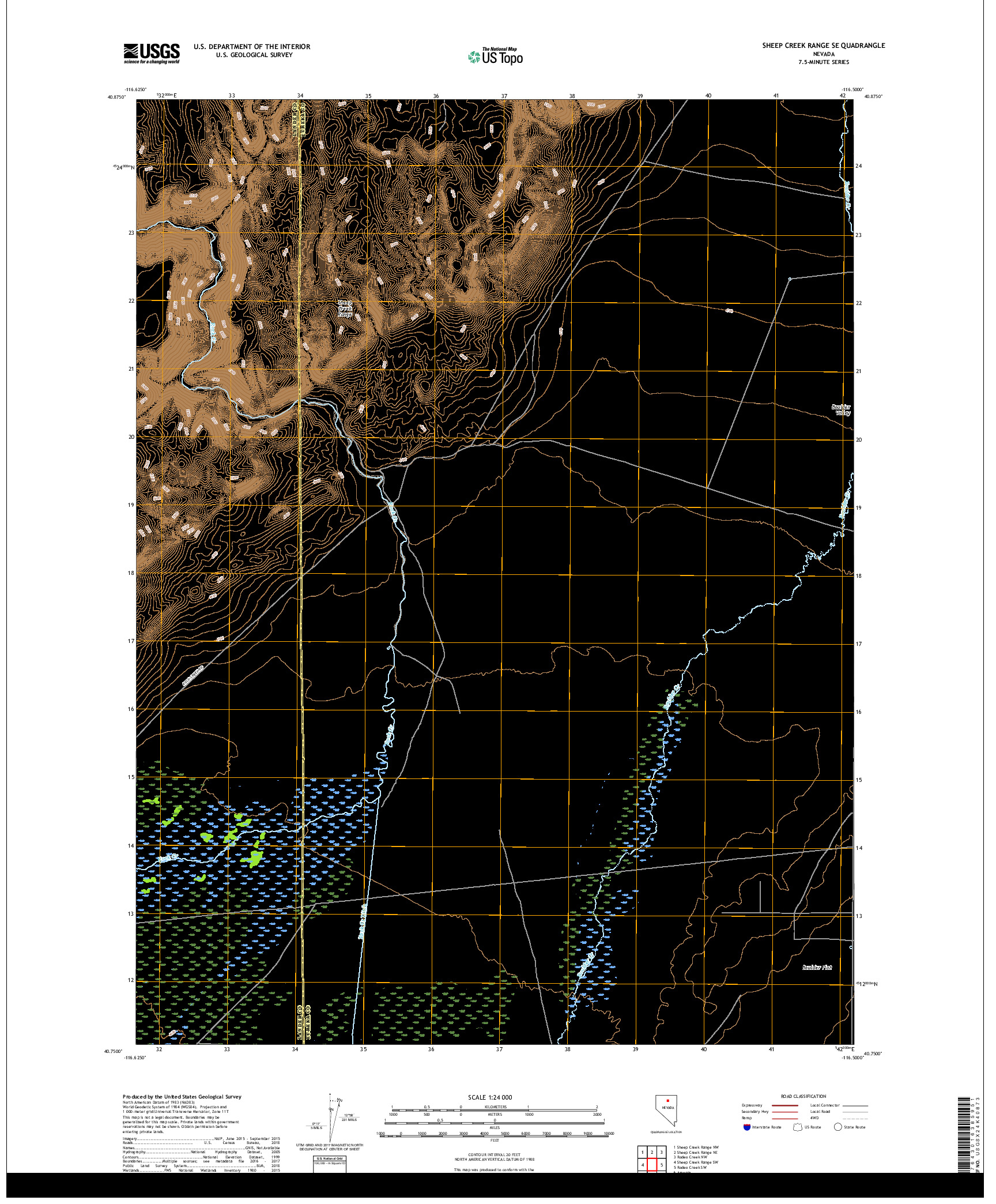 USGS US TOPO 7.5-MINUTE MAP FOR SHEEP CREEK RANGE SE, NV 2018