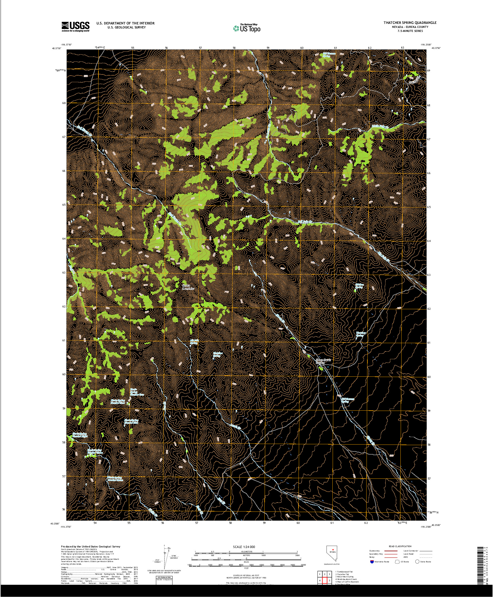 USGS US TOPO 7.5-MINUTE MAP FOR THATCHER SPRING, NV 2018