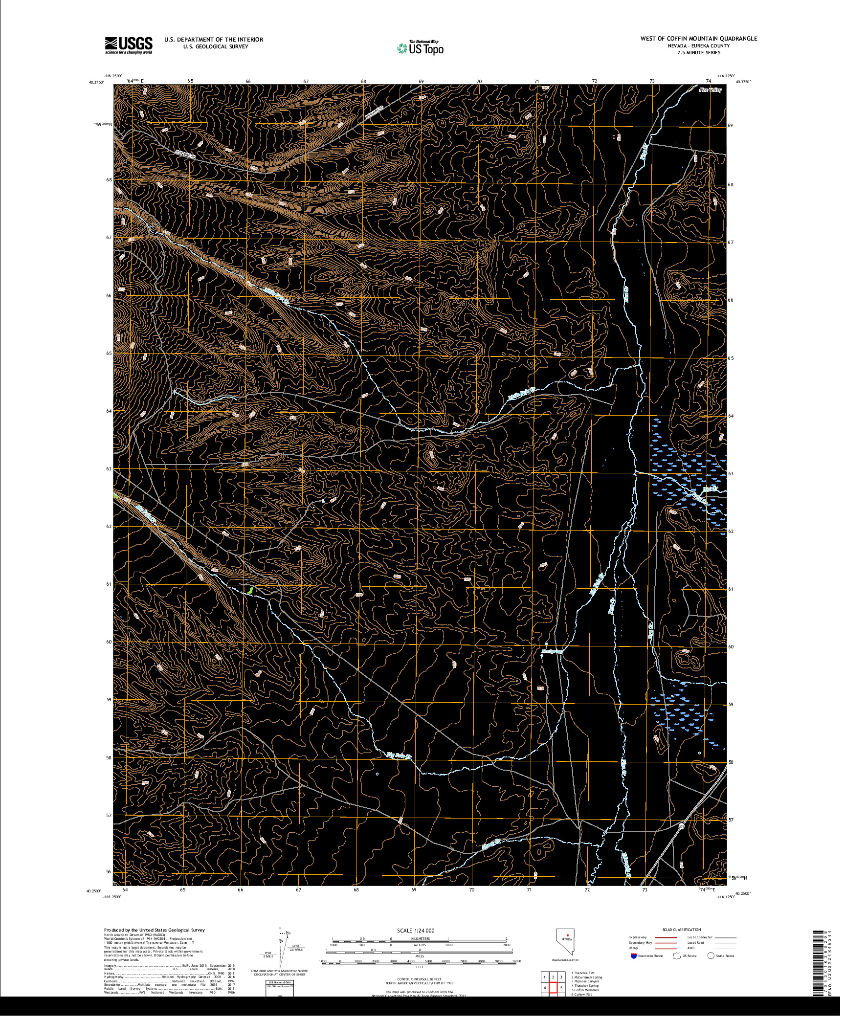 USGS US TOPO 7.5-MINUTE MAP FOR WEST OF COFFIN MOUNTAIN, NV 2018