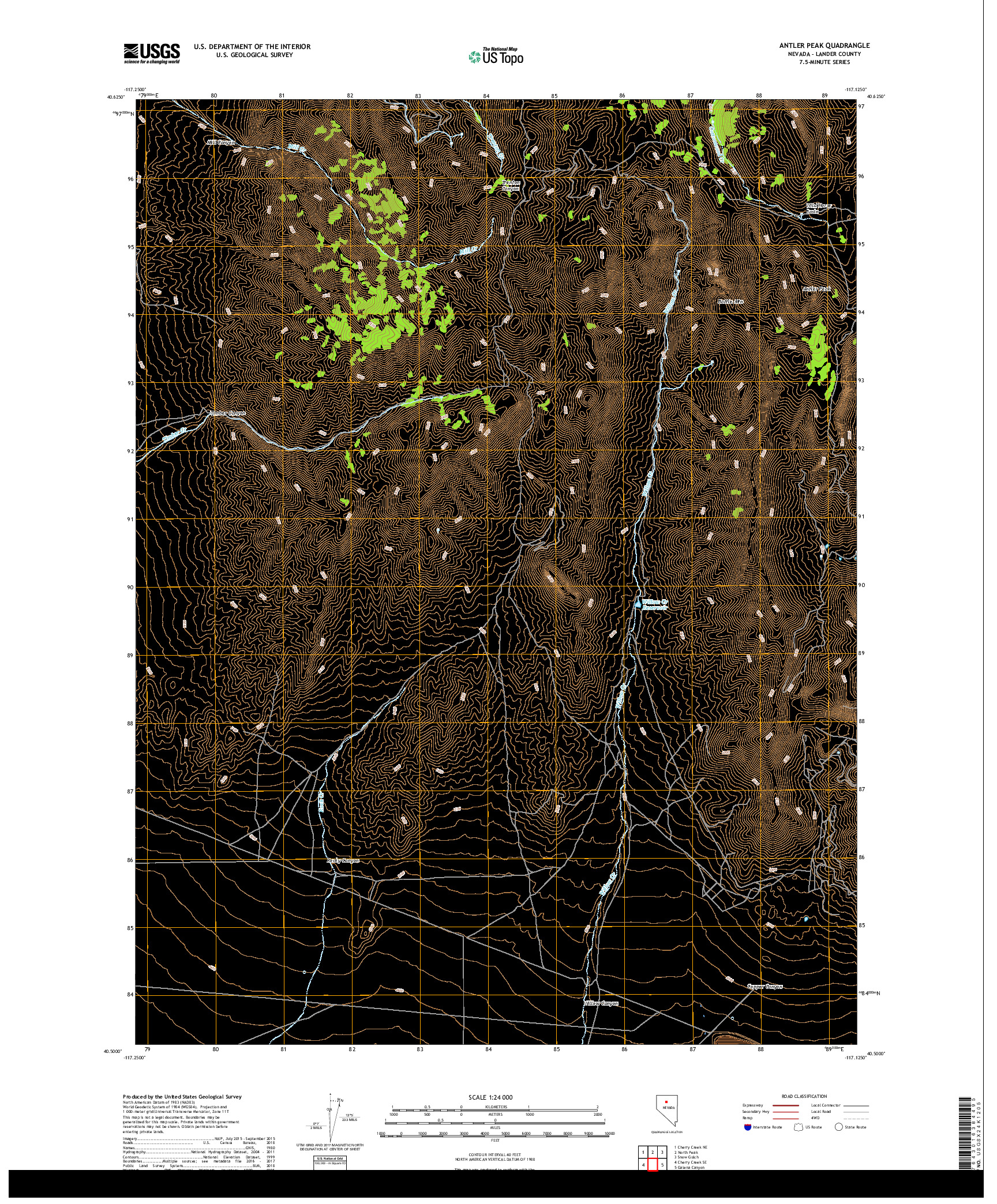 USGS US TOPO 7.5-MINUTE MAP FOR ANTLER PEAK, NV 2018