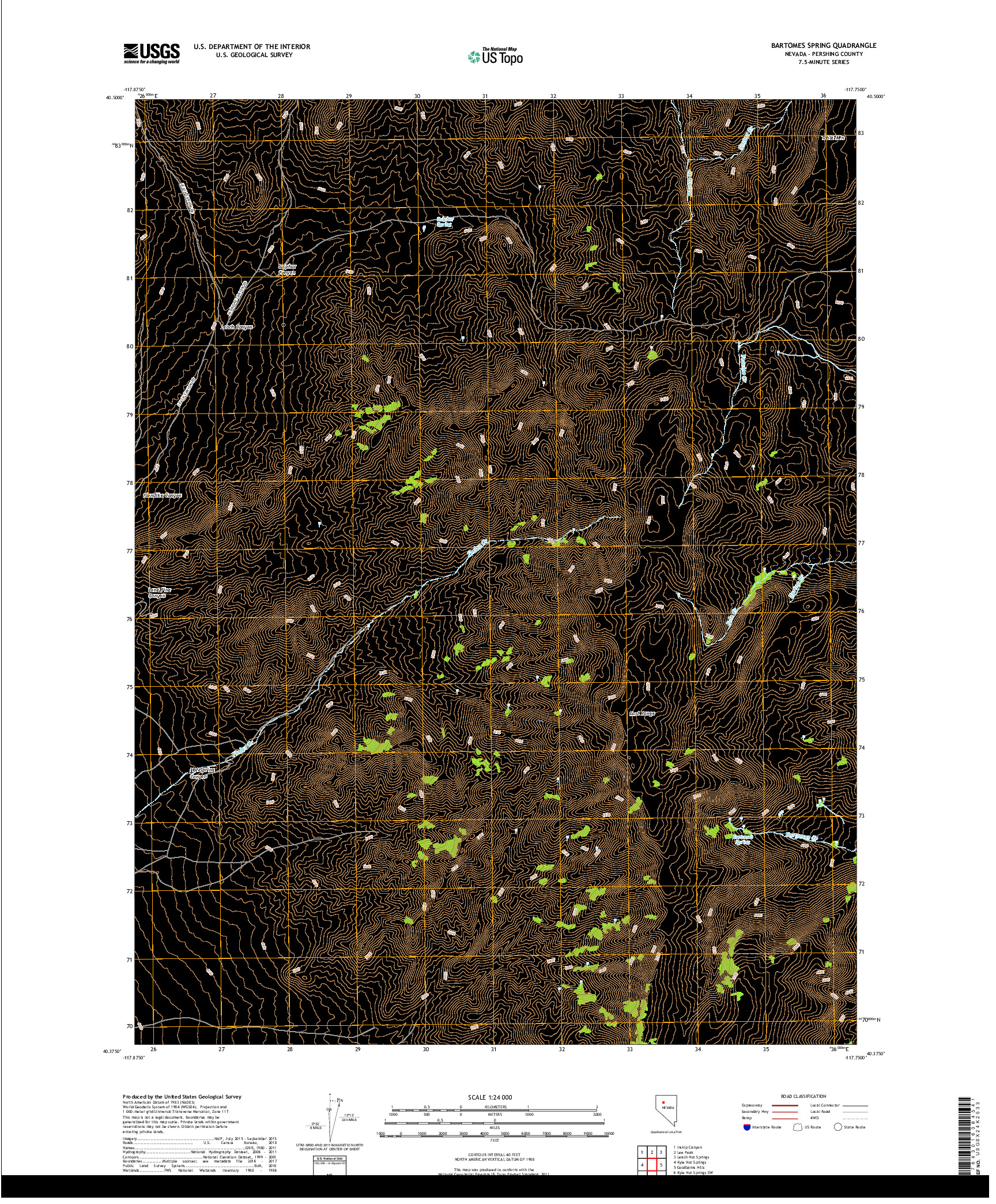 USGS US TOPO 7.5-MINUTE MAP FOR BARTOMES SPRING, NV 2018