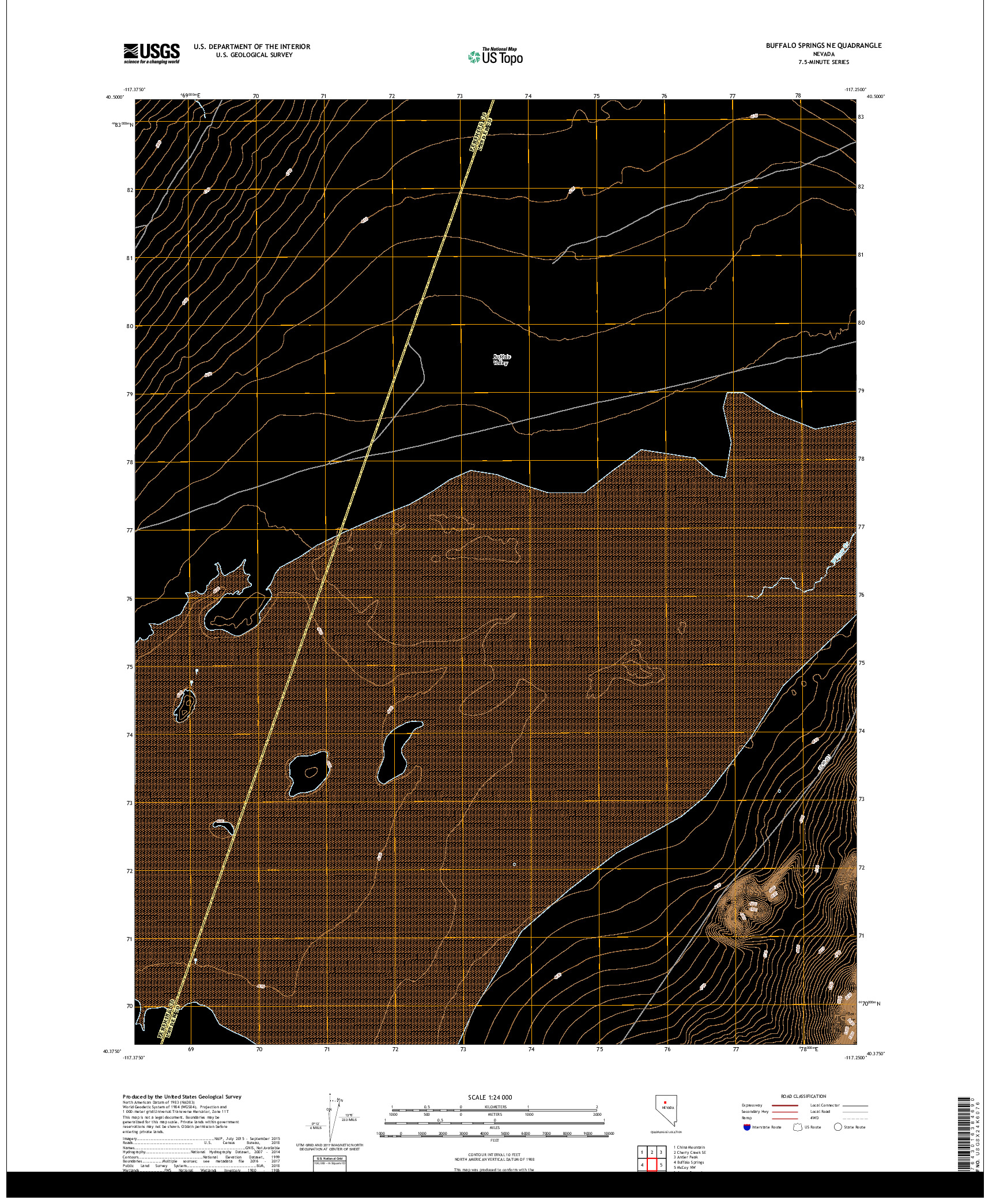 USGS US TOPO 7.5-MINUTE MAP FOR BUFFALO SPRINGS NE, NV 2018